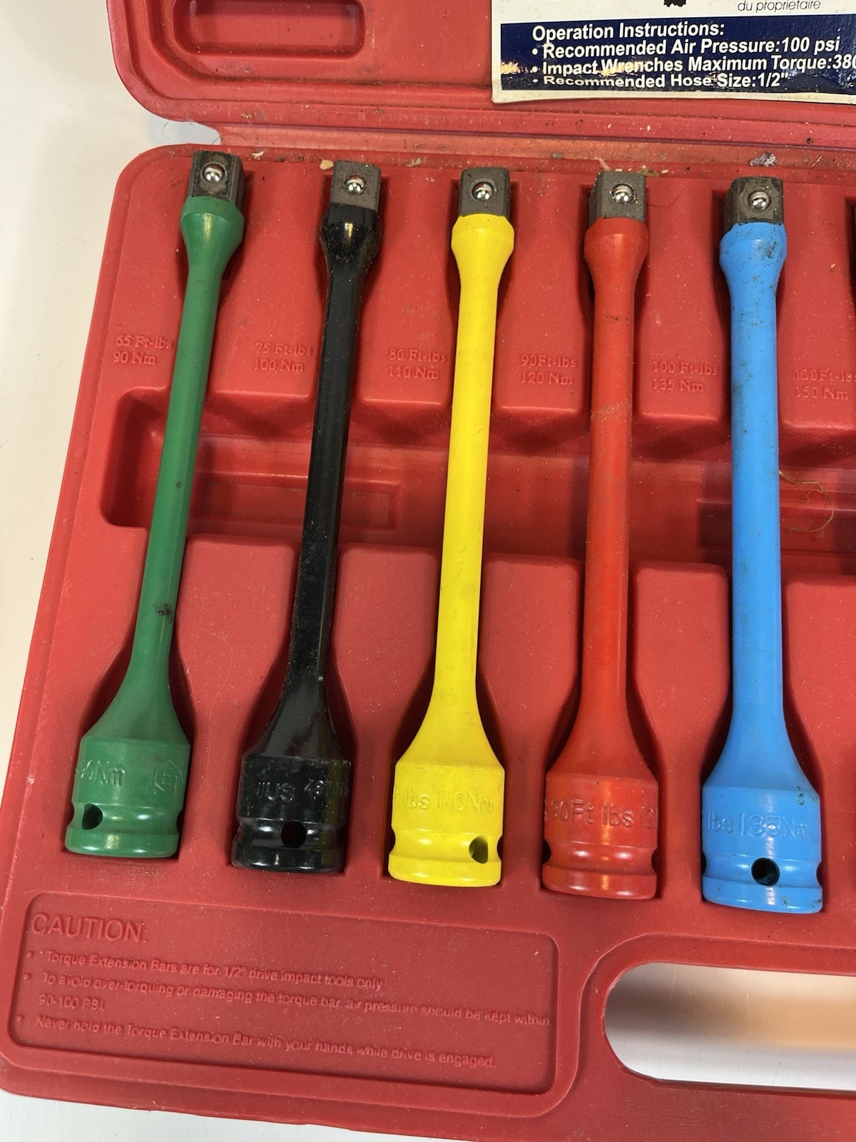 Genius Torque Extension Bars In Case Complete Set of 10 Pre-owned Excellent Cond