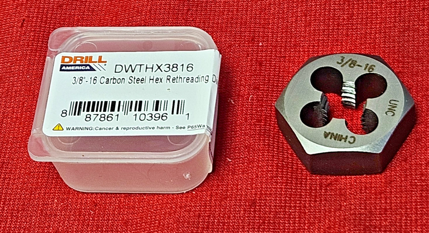 3/8-16 NC X 1″ Hex Die Irwin Hanson 6534 Rethreading Carbon Steel USA