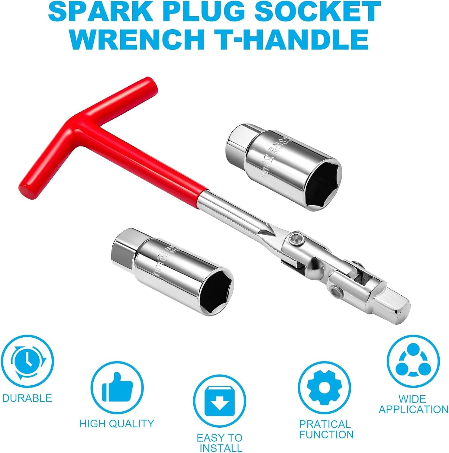 3Pcs Spark Plug Socket Wrench Set T-Handle, Universal 5/8″ & 13/16″ Spark Plu…