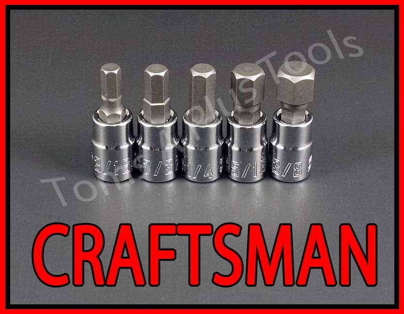 CRAFTSMAN HAND TOOLS 5pc 1/4 SAE Hex key bit ratchet wrench socket set
