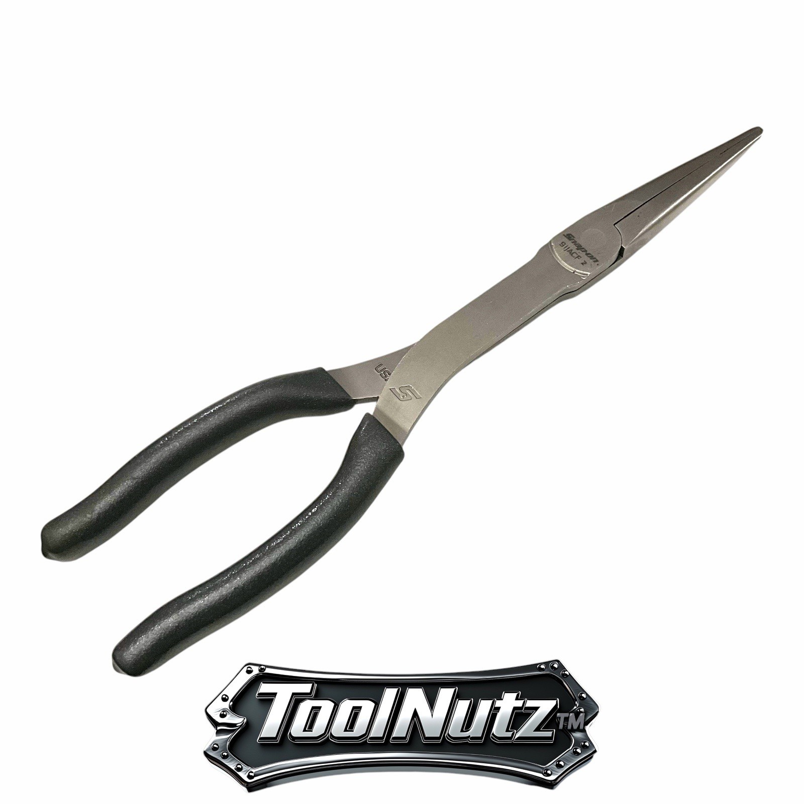 Snap-on Tools NEW 911ACFDT 11″in. GRAY Soft Grip Rounded Jaw Needle Nose Pliers