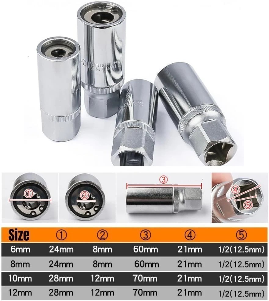 4pcs Socket Stud Screw Remover Extractor Installer Roller Bearing 6, 8, 10, 12mm