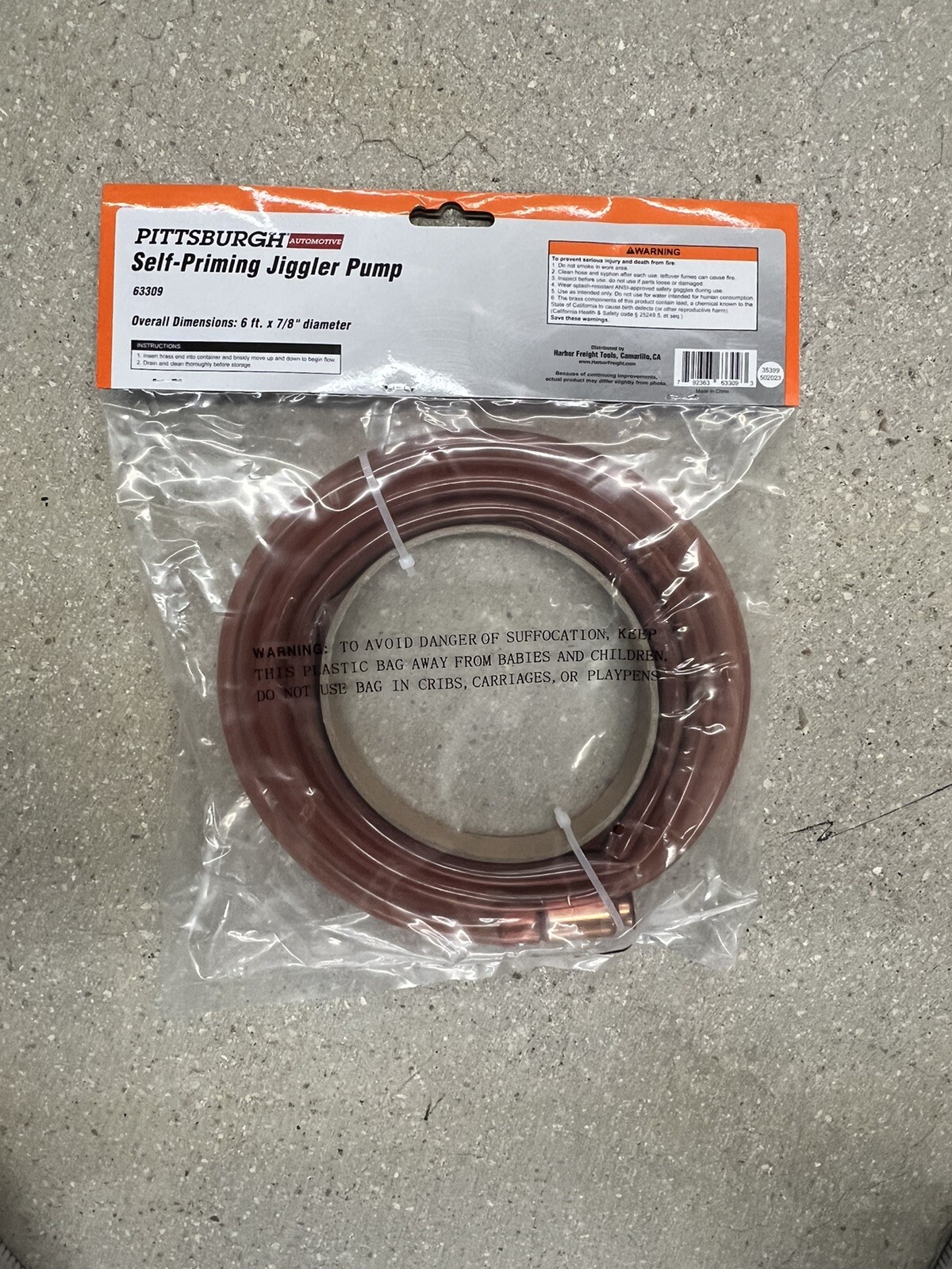 6FT Self Priming Transfer Fuel Water Oil Paint Copper Siphon Hose Jiggler Pump