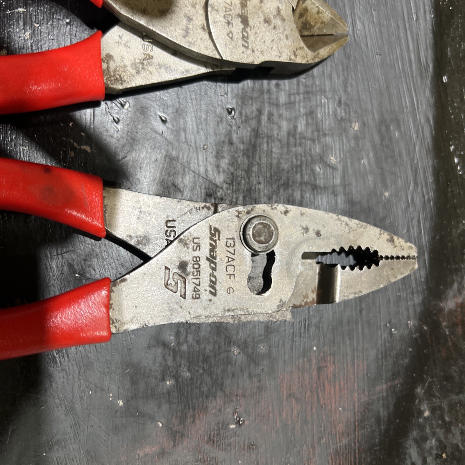 Snap-on 3pc Soft Grip Mix Pliers Set 196acf 87acf 137acf red handle