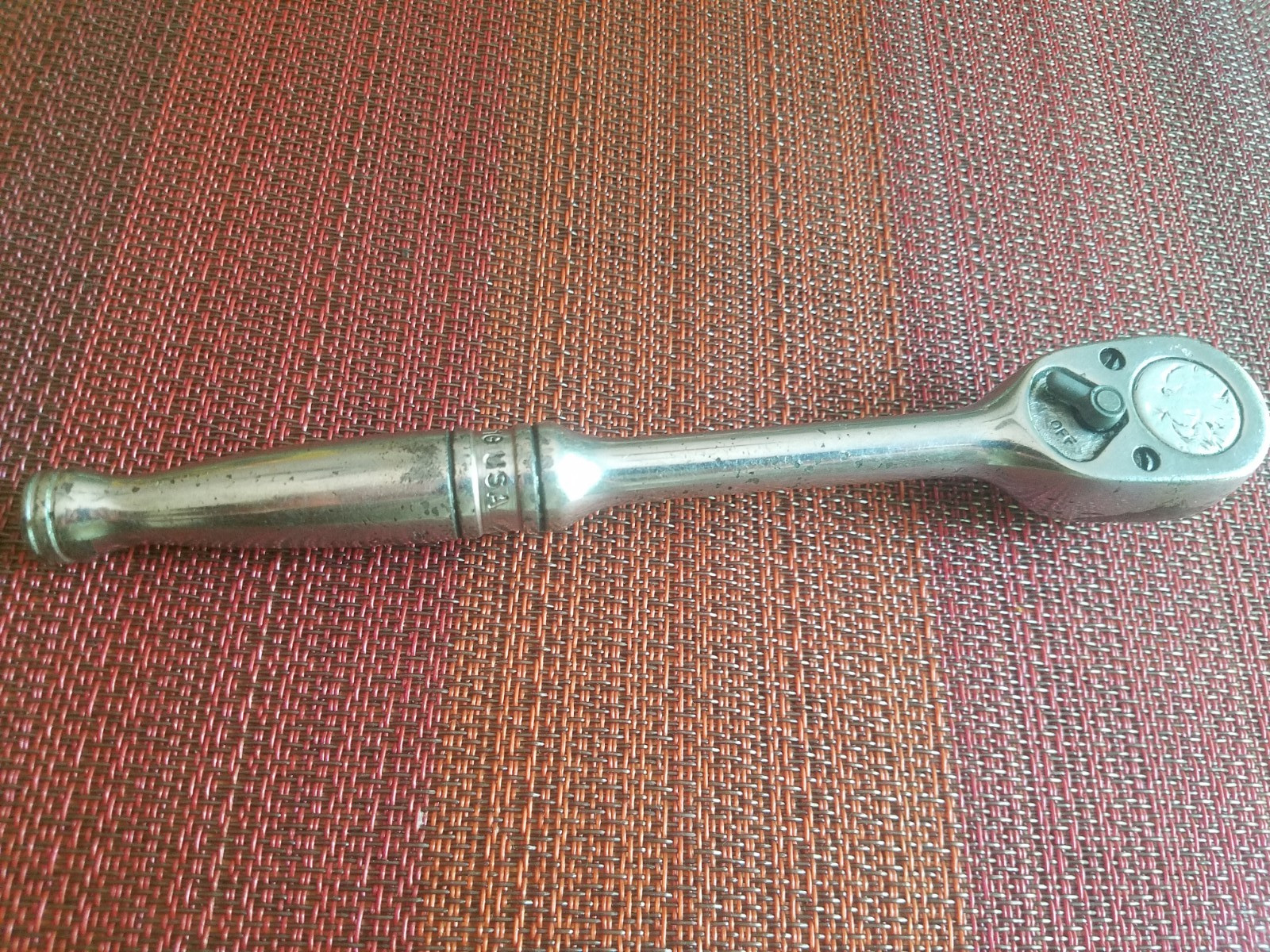 Snap On 3/8″ DRIVE 7-1/2″ LONG CHROME RATCHET WRENCH # F-71-G USA