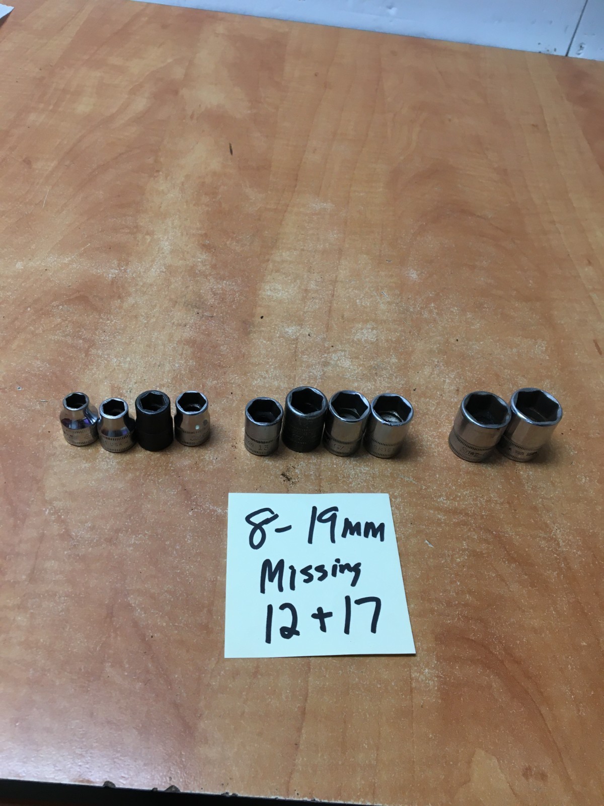 Snap On FSM Series 10pc 3/8″ Drive Metric 8mm-19mm Socket Set no 12 or 17mm
