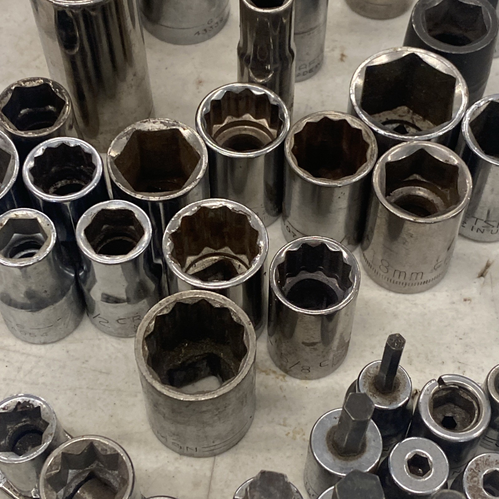 70+ pc. Lot Vintage Craftsman USA 1/4, 3/8 & 1/2 inch Drive Deep Sockets, M0899