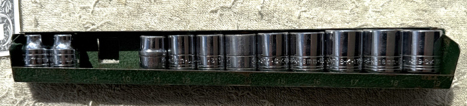 VINTAGE 3/8″ DRIVE S-K 12 PC METRIC HEX SOCKET SET – AS PICTURED