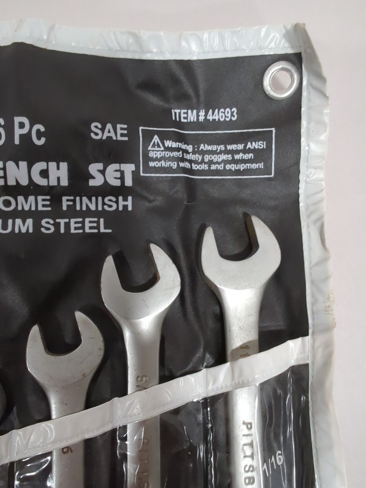 Pittsburgh Combination Wrench Set 6 Pc SAE CV Satin Chrome 3/8″ – 11/16 12 pt