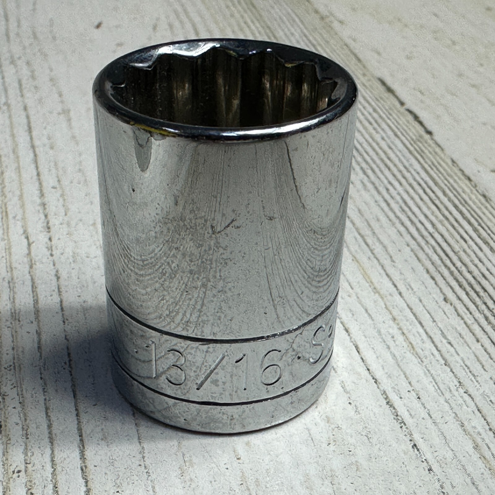 13/16” SK Tools USA, 40126, 1/2” Drive, 12 Point SAE Chrome Standard Socket, NOS