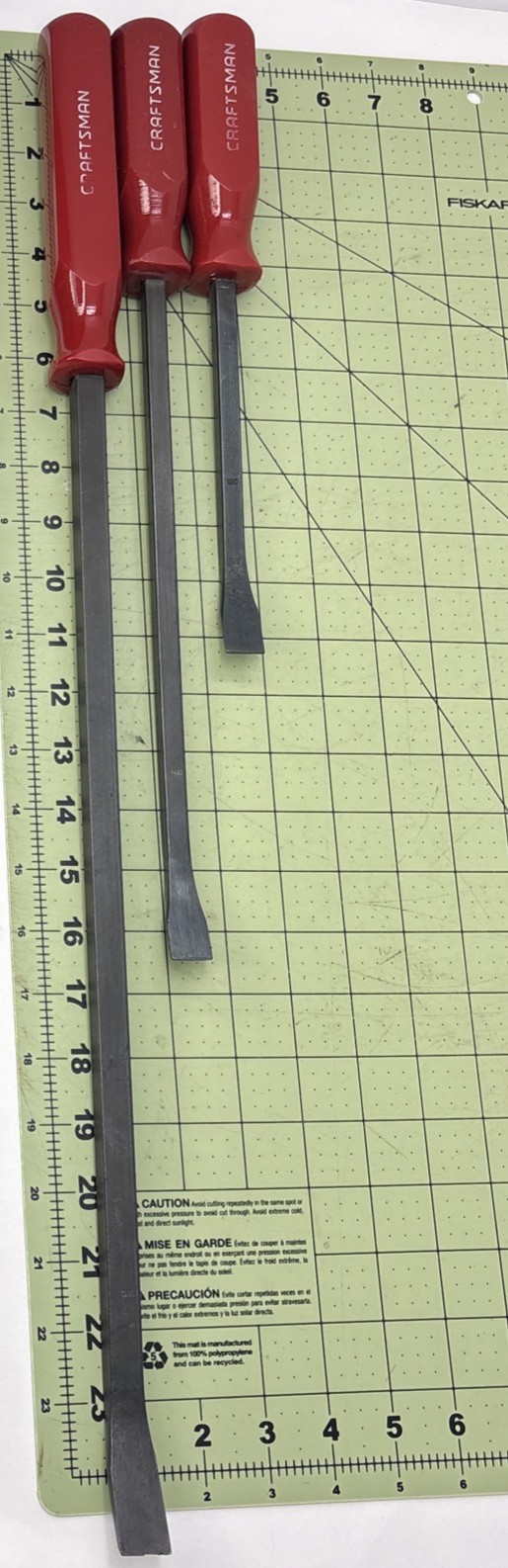 Craftsman 3 Piece Pry Bar Set #43275 12”, #43276 17”, & #43277 25” w/Red Handles