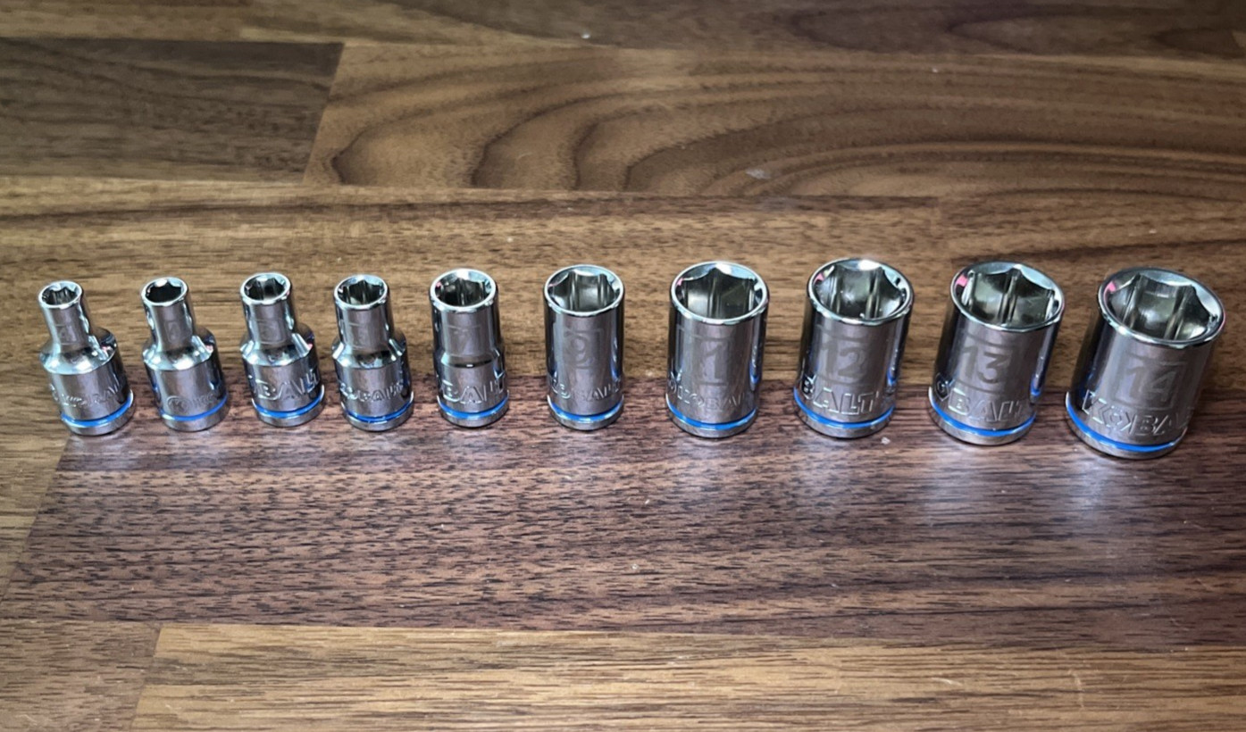 NEW Kobalt 10pc Socket Set 1/4″ Drive 6pt Metric Size Range 4-14mm Blue Line