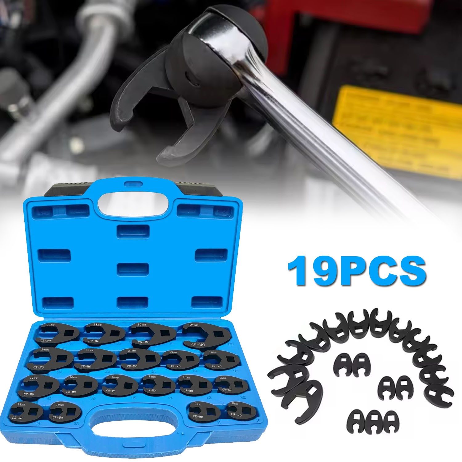 Crows foot Wrench Set 1/2″ and 3/8” Drive Flare Nut Crowfoot Wrench Set Metric