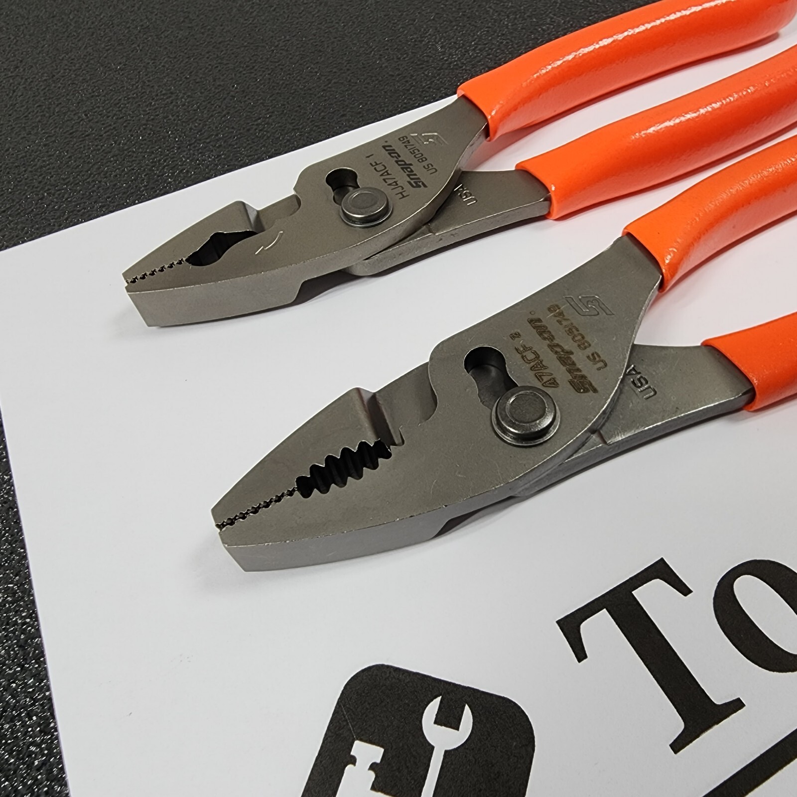 Snap-on Tools USA NEW STYLE ORANGE 3pc Soft Grip Plier Lot Set PL347ACF LN47ACF