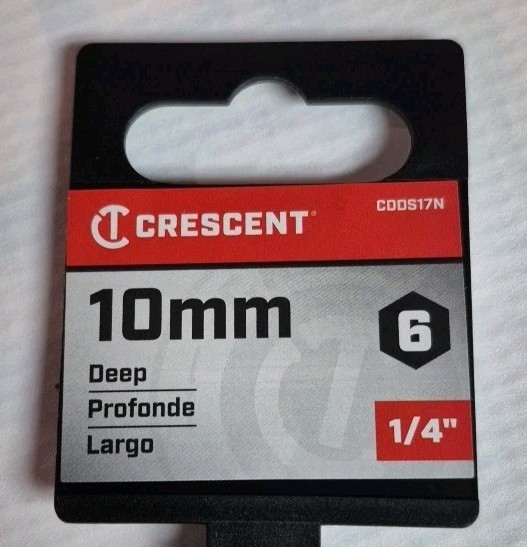 *NEW* 10mm Crescent 1/4″ Drive 6 Point Deep Metric Socket 10mm – CDDS17N
