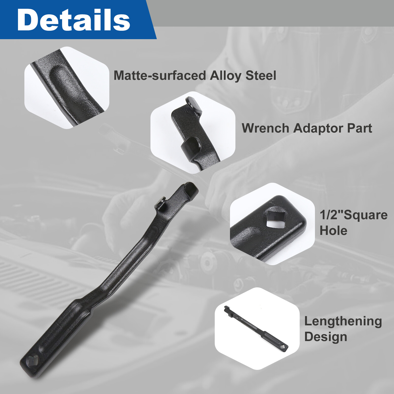 Wrench Extender & Wrench Extender Tool Bar Set 1/2″ Drive 13.5″ Wrench Extension