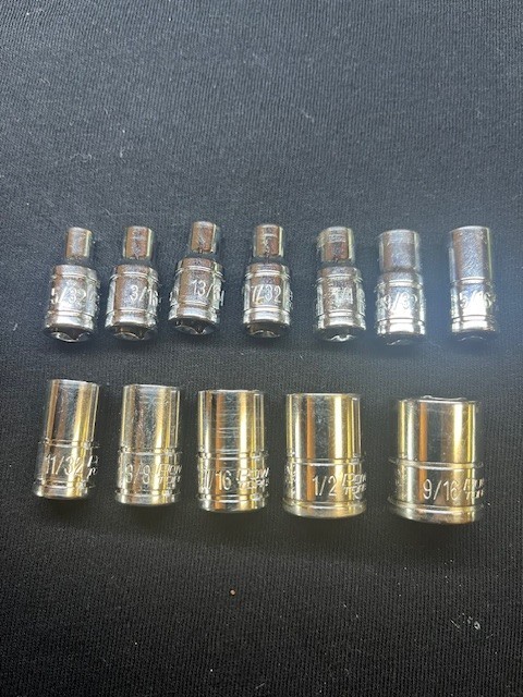 Power Torque 1/4″ Drive SAE Socket Lot – 12pc Set 5/32″ to 9/16″ – Chrome Vanadi