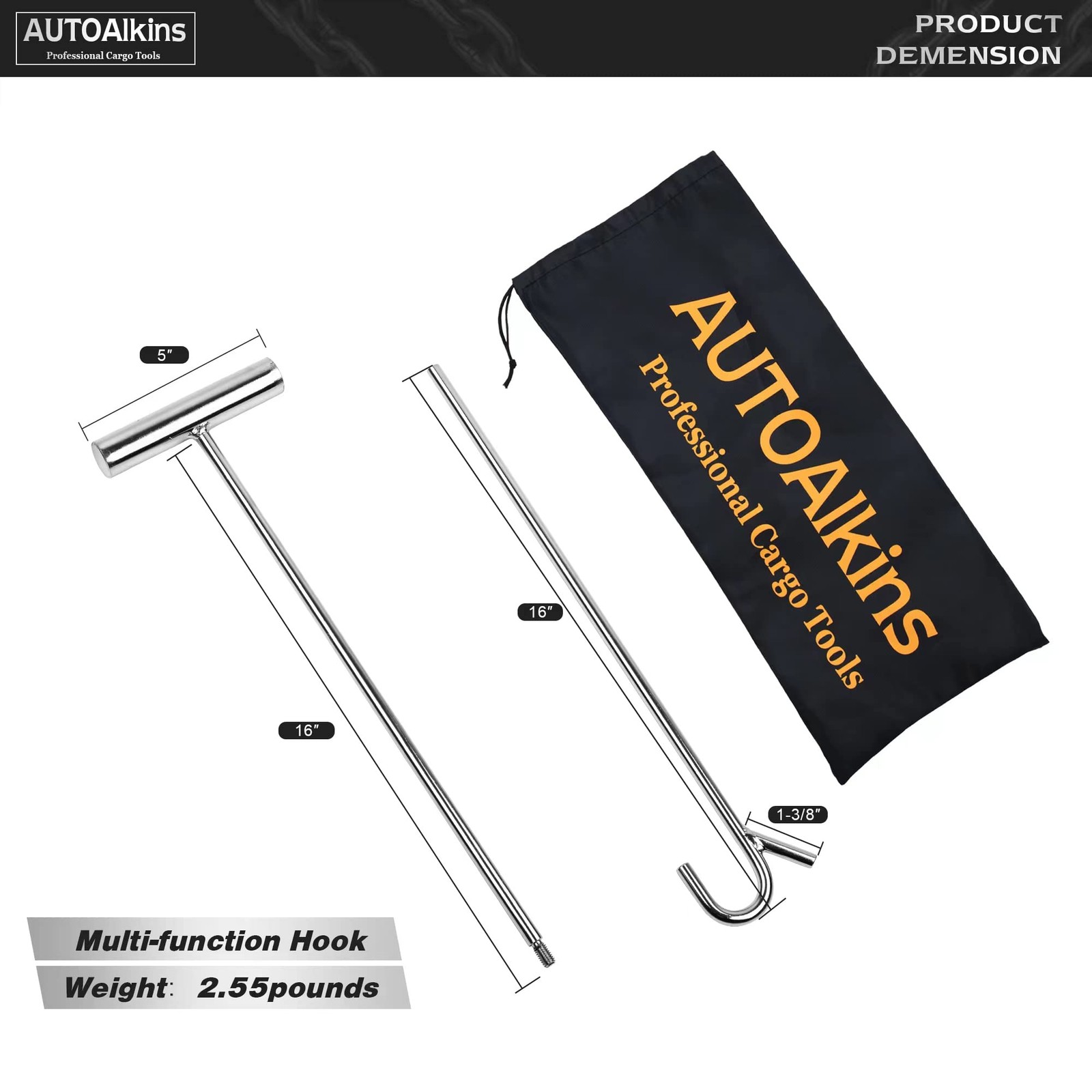1 Pack 32 Inch 5th Wheel Pin Puller Heavy Duty Solid Steel Chrome Plated Hook