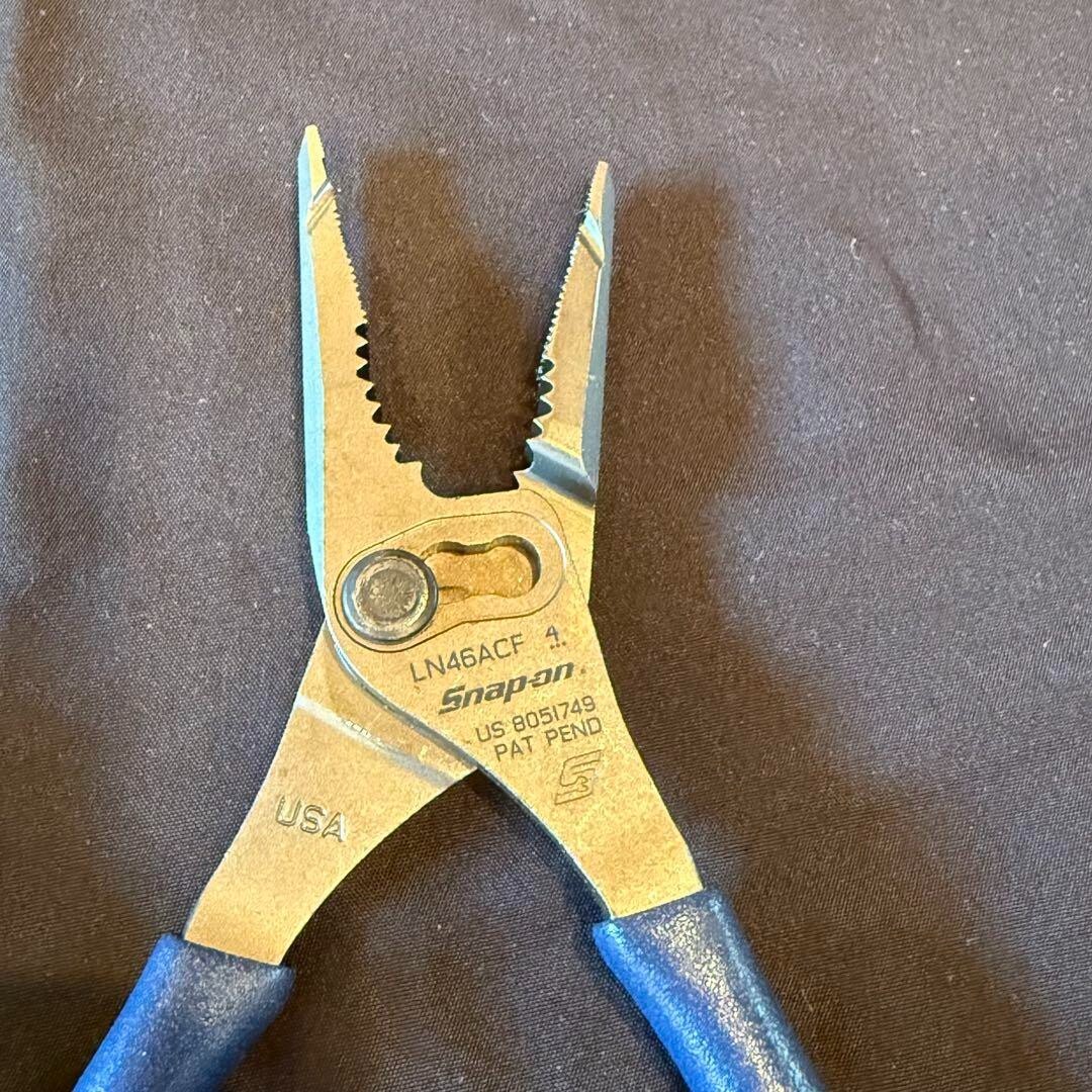 New Snap On LN47ACF & LN46ACF Needle Nose/Slip-Joint Combination Blue Plier Set