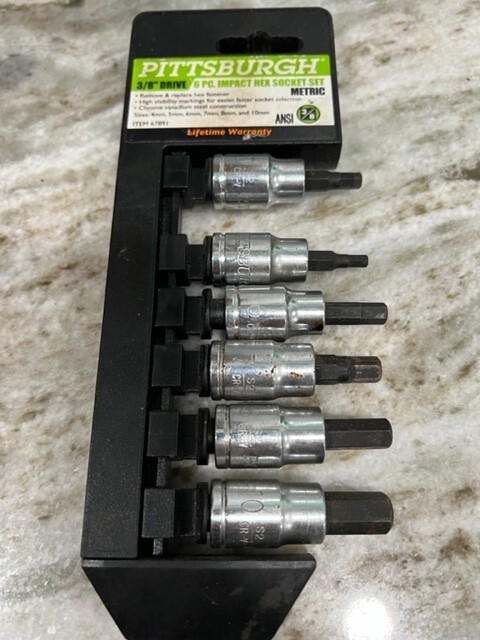 Pittsburgh 3/8 Inch Drive 6 Pc Impact Hex Socket Set Metric