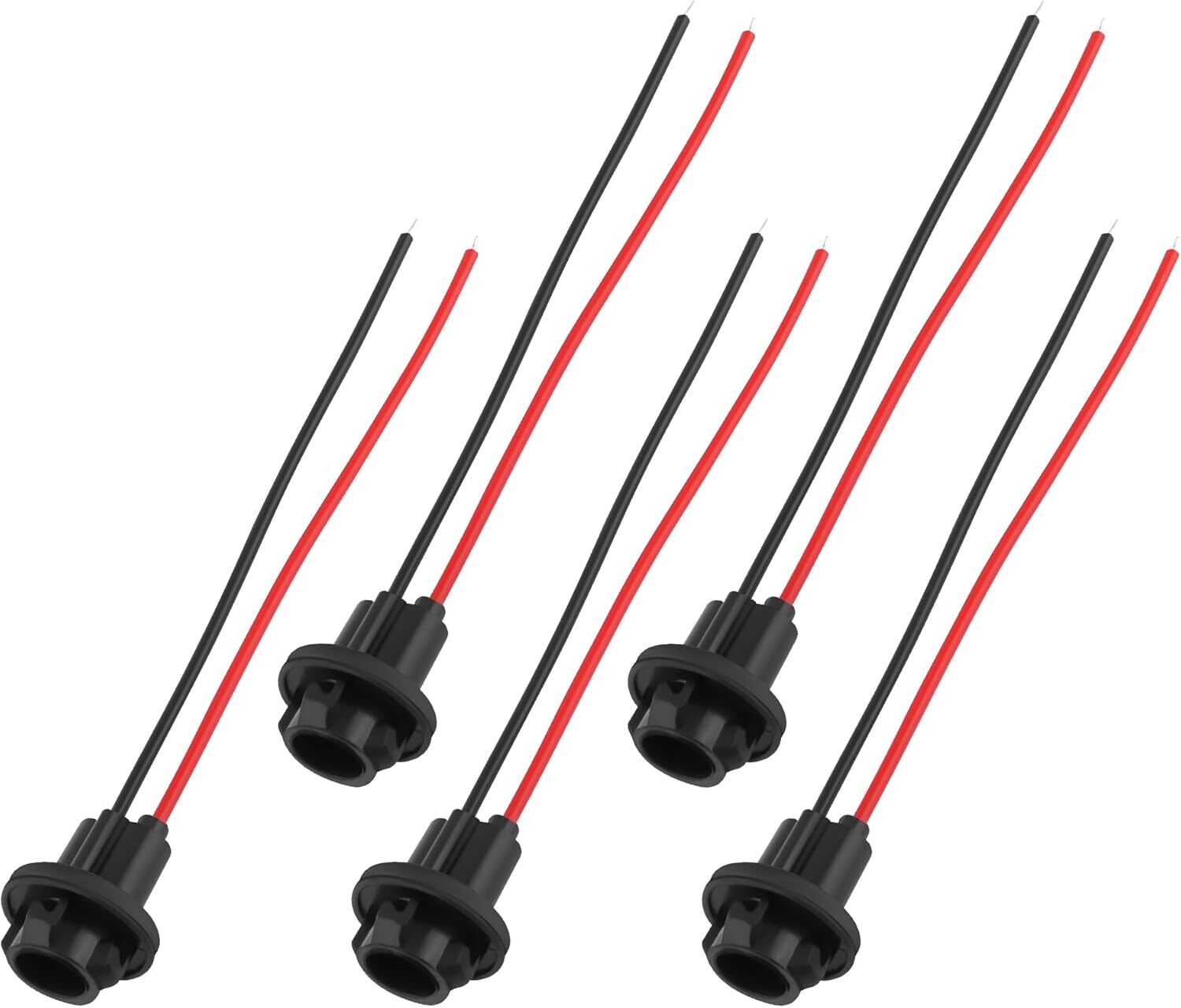 5PCS 194 Bulb Socket with Wire Pigtail,T10 for Plum Blossom Base