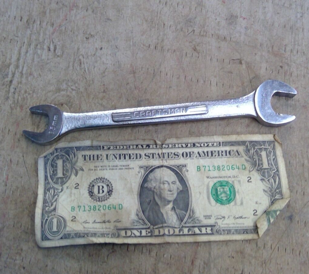 Vintage Craftsman Tools 15mm X 13mm Metric double open wrench -V- 44507 USA