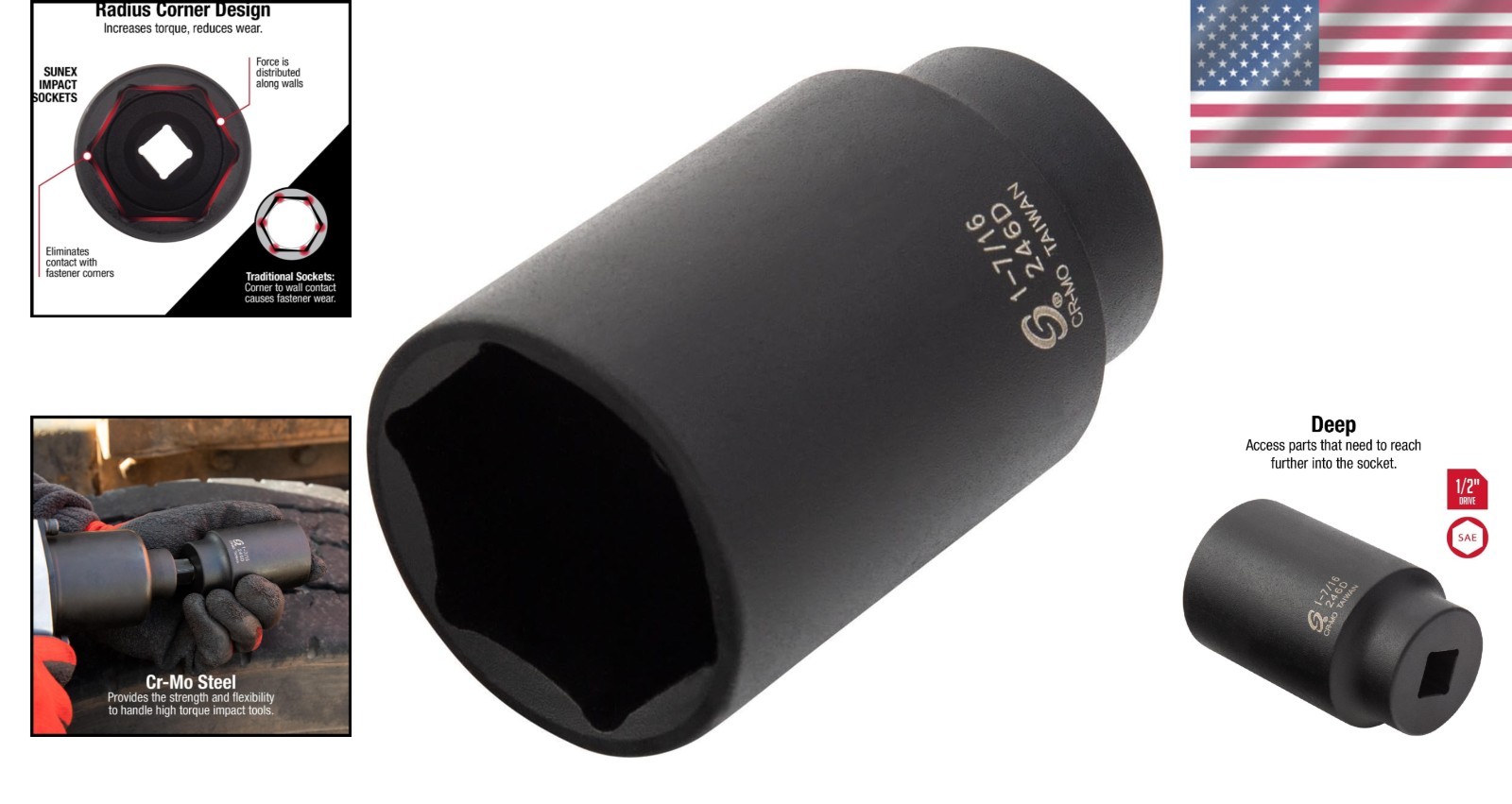 1/2 in. Drive 1-7/16 in. Chrome Molybdenum Deep Impact Socket – Model 246D