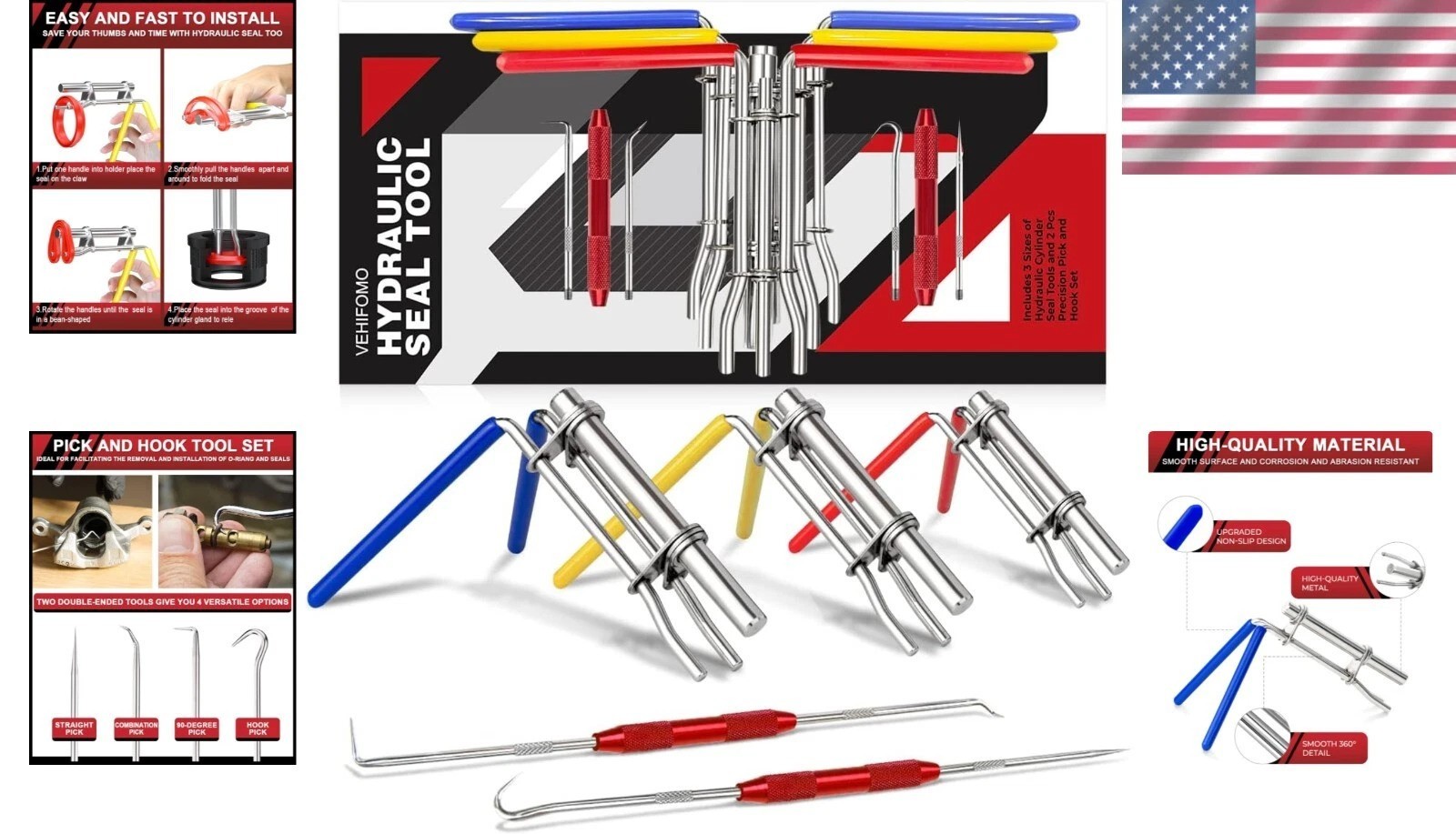 Professional 5-Piece Hydraulic Seal Installation Tool Kit for Efficient Repairs