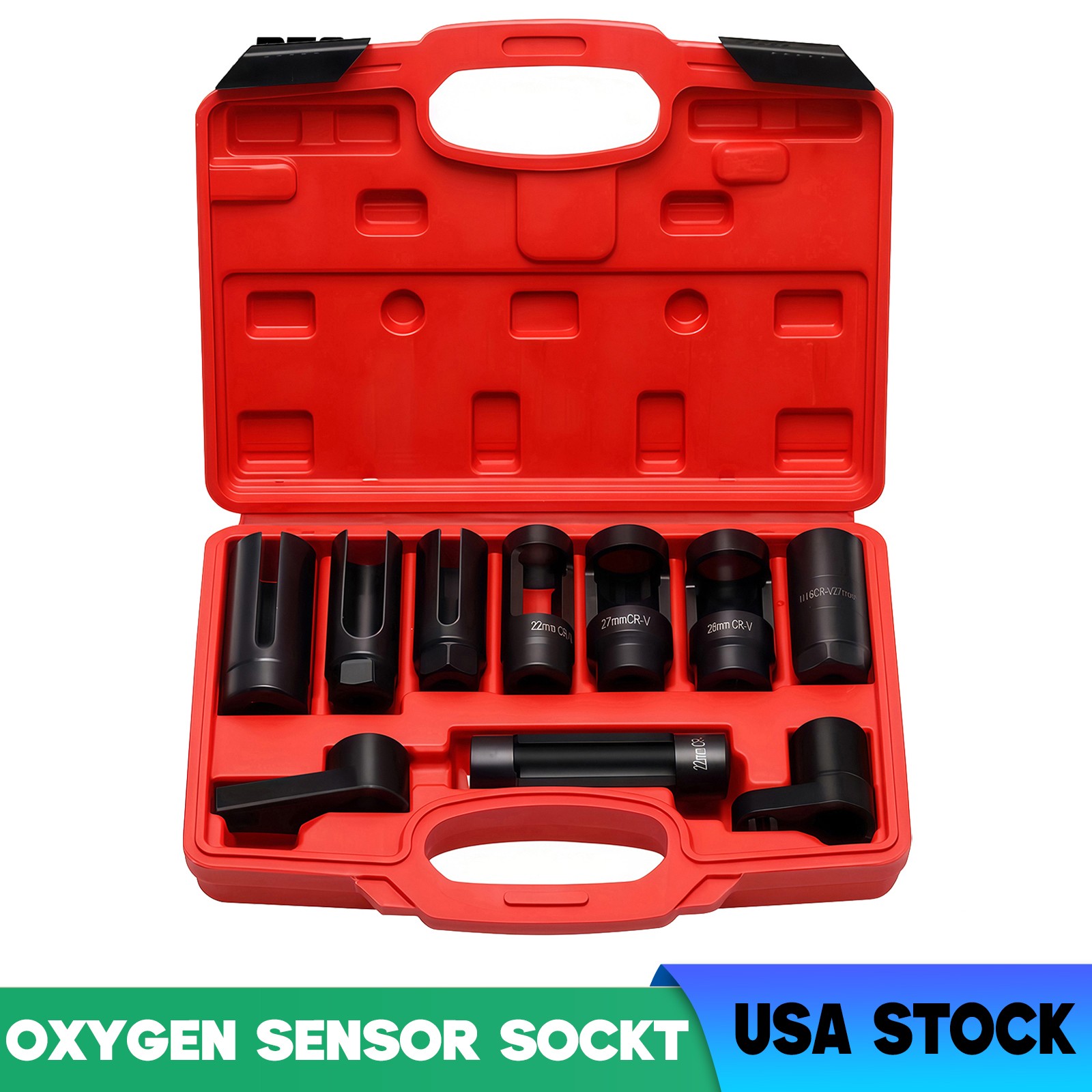 10pc O2 Oxygen Sensor Socket Wrench Removal Tool 3/8″ 1/2″ Drive x 7/8″ 22mm Set