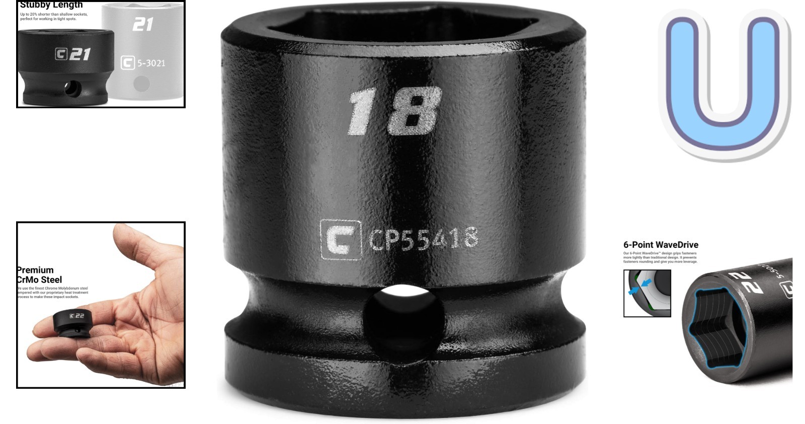 18 mm Stubby Impact Socket – Manganese Phosphate Coated for Durability