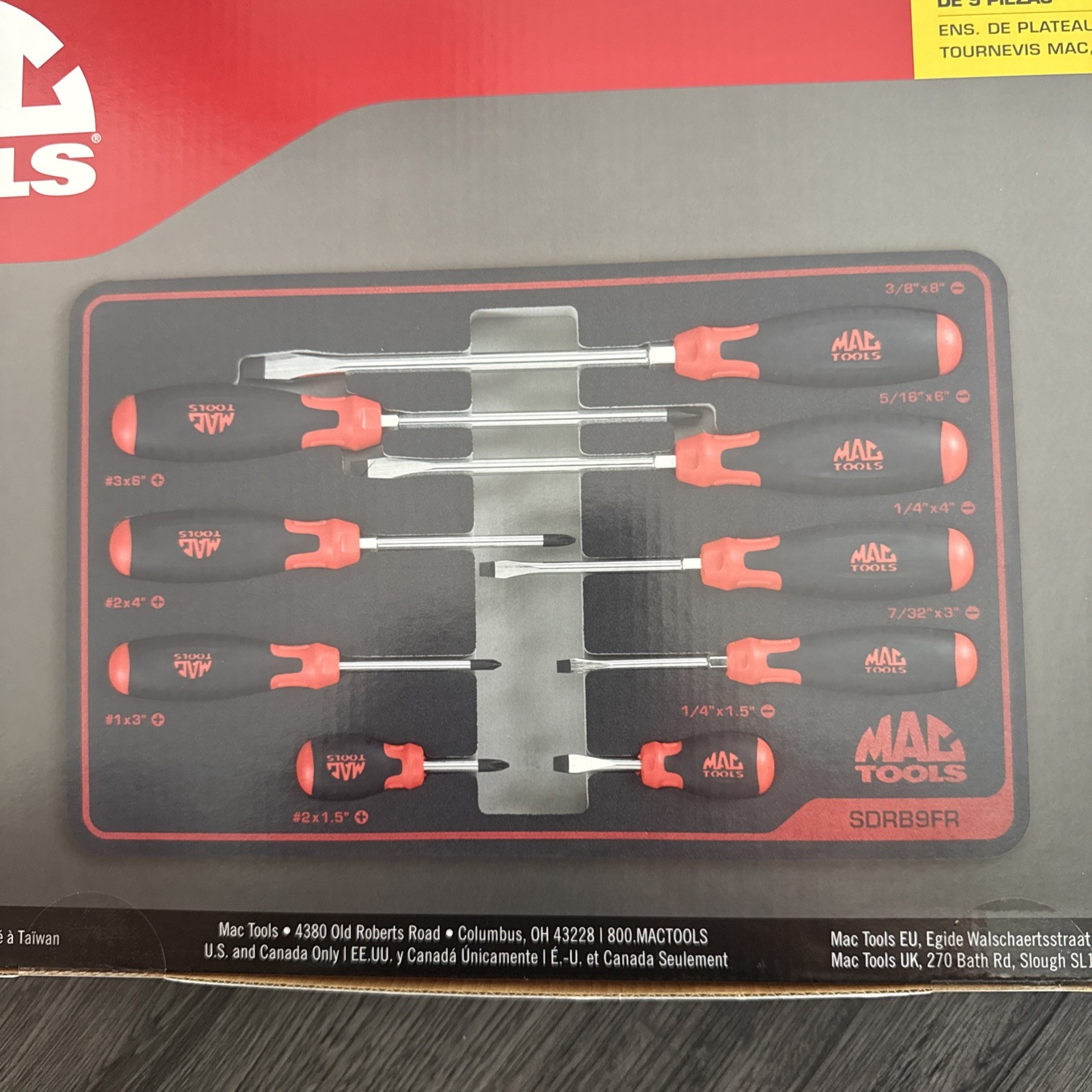 BRAND NEW Mac Tools 9pc Screwdriver Set SDRB9FR (RED)