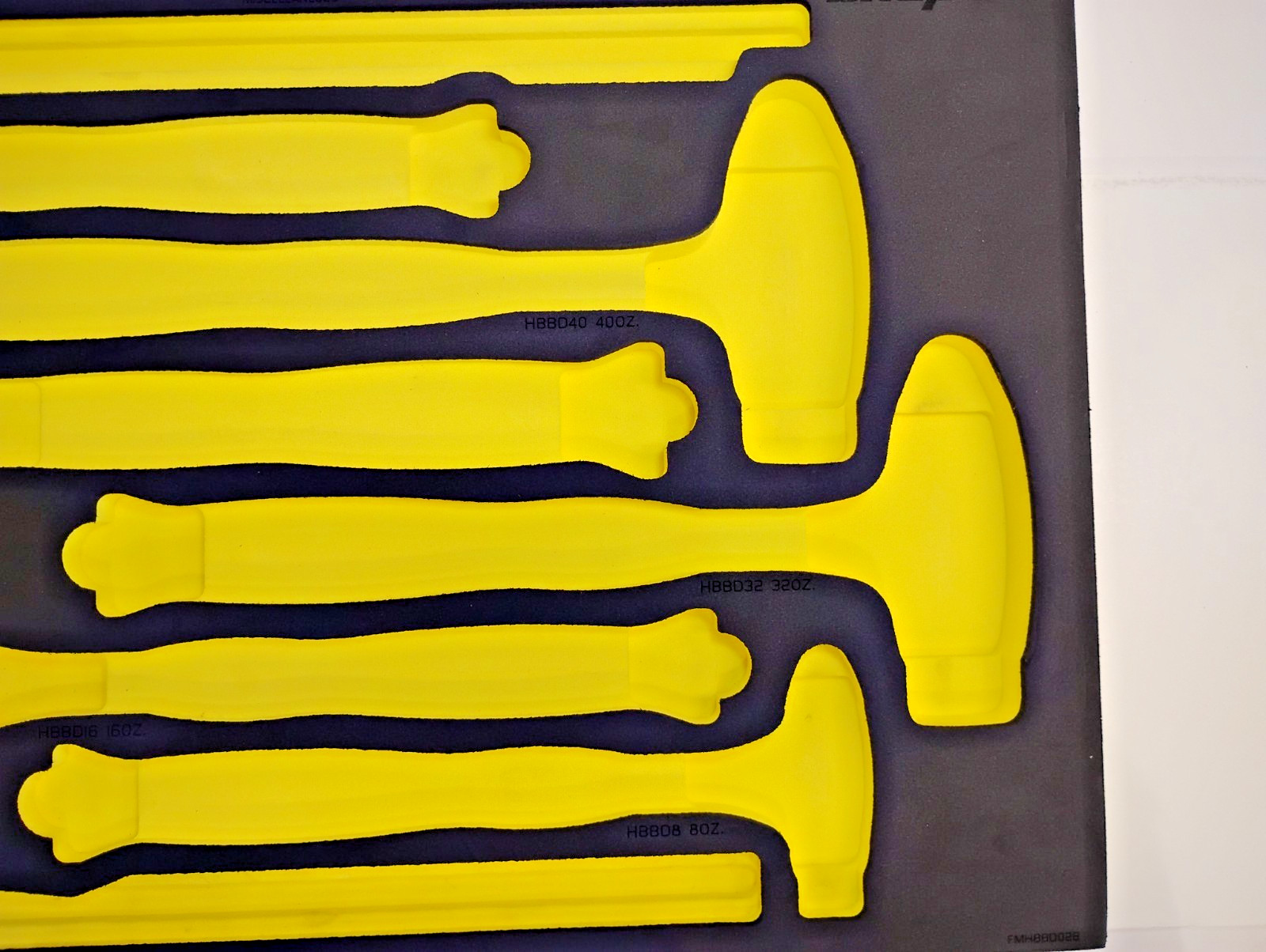 Snap-on Tools HI VIZ FOAM for 6pc Ball Peen Hammer St STAINS ON REAR FMHBBD028HV