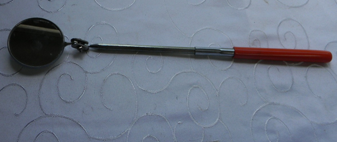BLUE-POINT ORANGE VINYL GRIP 2-1/4″ ROUND TELESCOPING 14″ SHAFT MIRROR #GA295