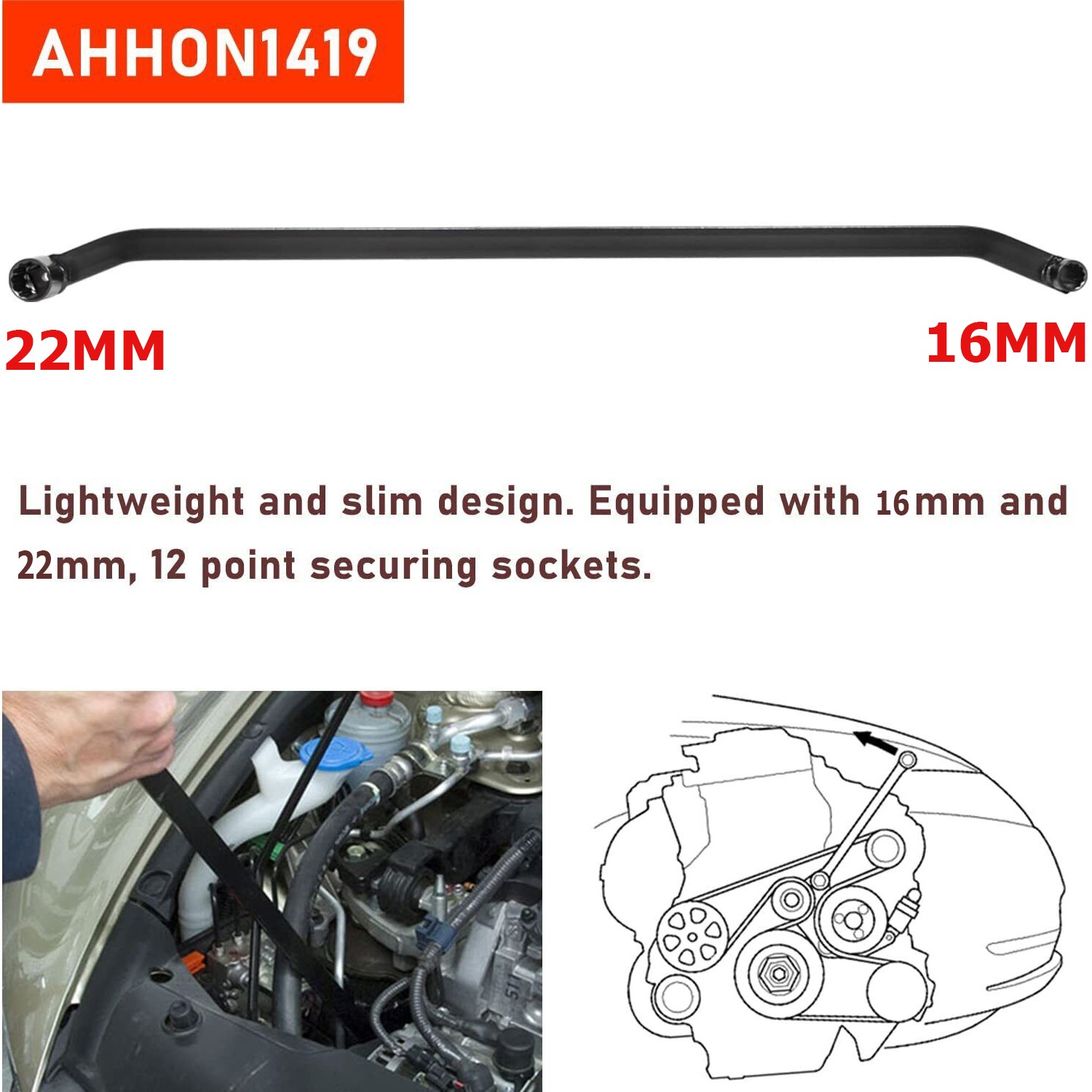 Serpentine Belt Wrench Tool Tensioner Removal Install for Honda Acura Accord CRV