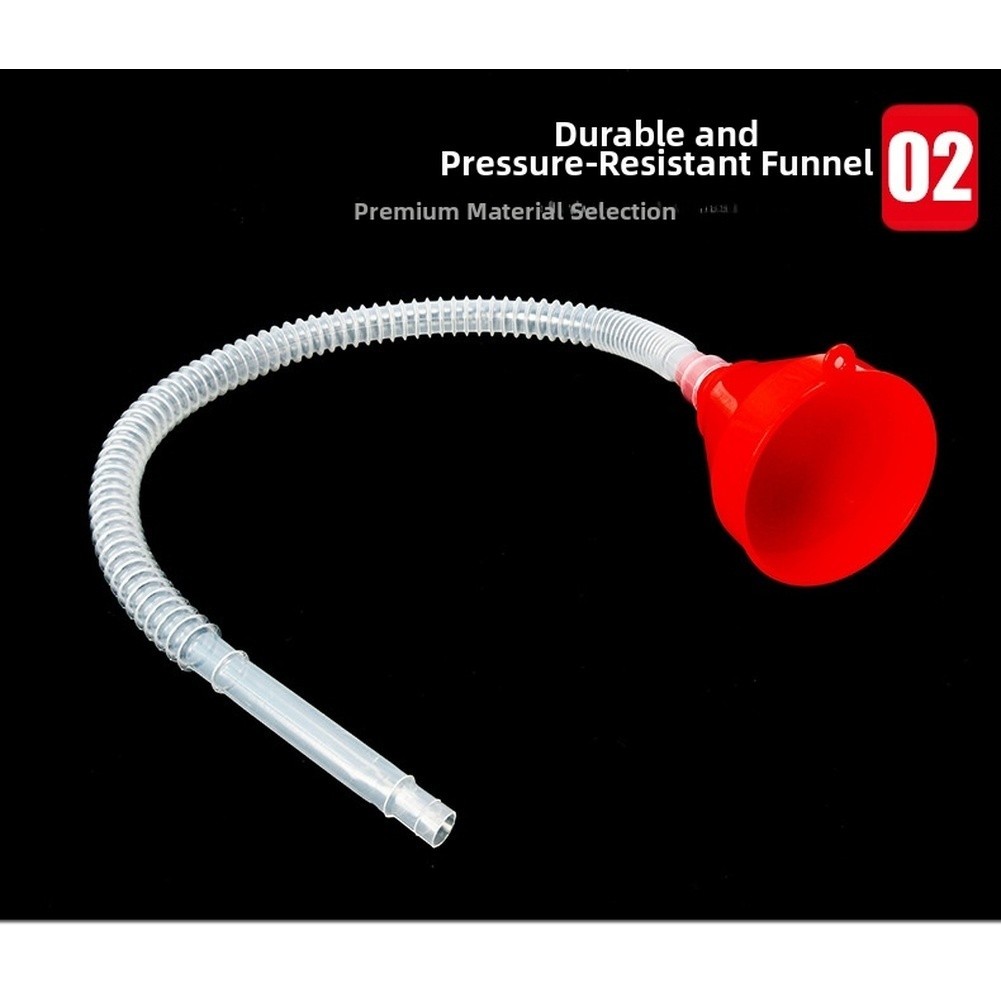 Extended Fuel Funnel with Flexible Hose for Vehicle Gas and Oil Refueling