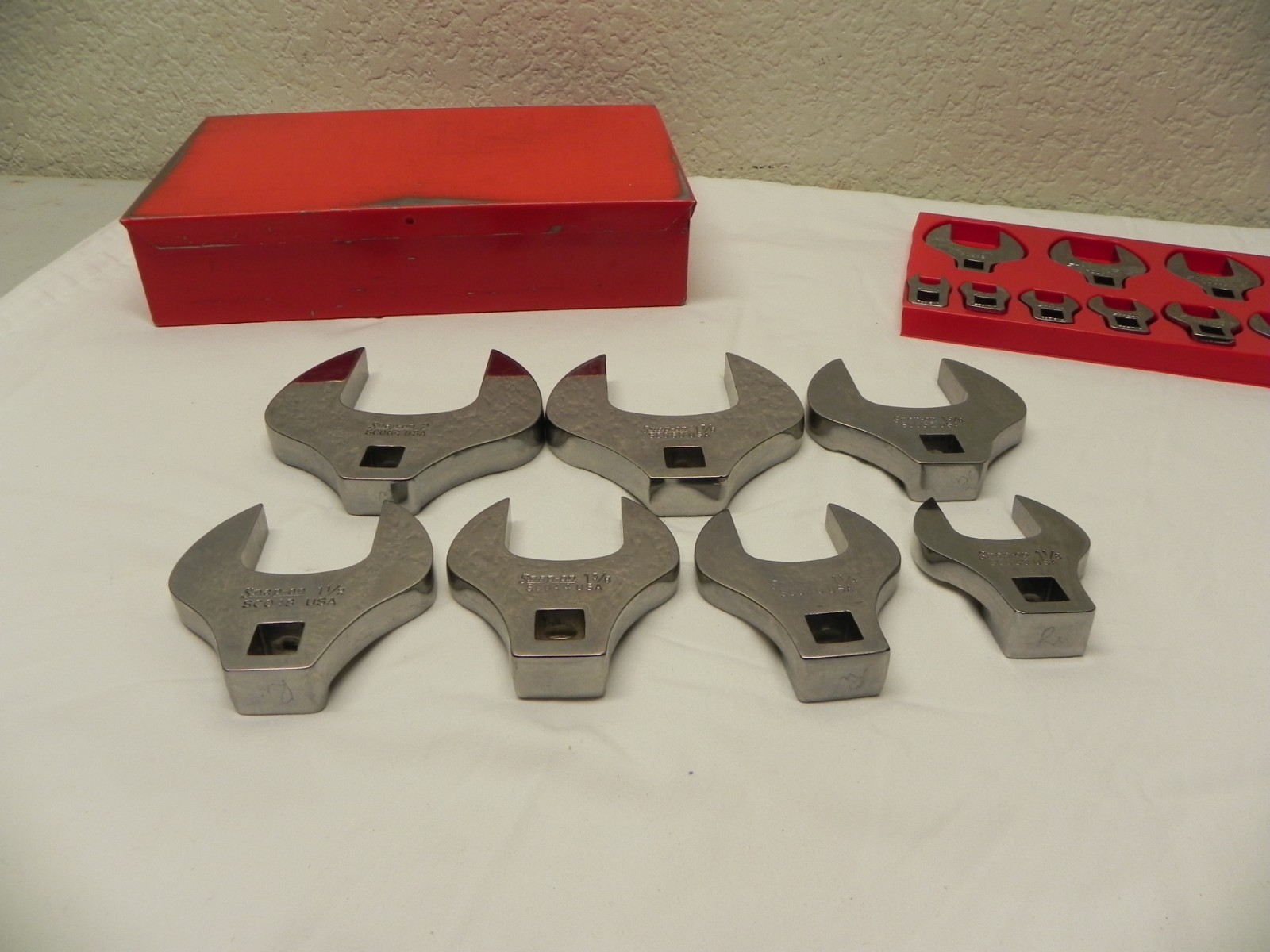 Snap-On 18 Pc 1/2» & 3/8» Dr SAE Open-End Crowfoot Wrench Set KRA40 Metal Box