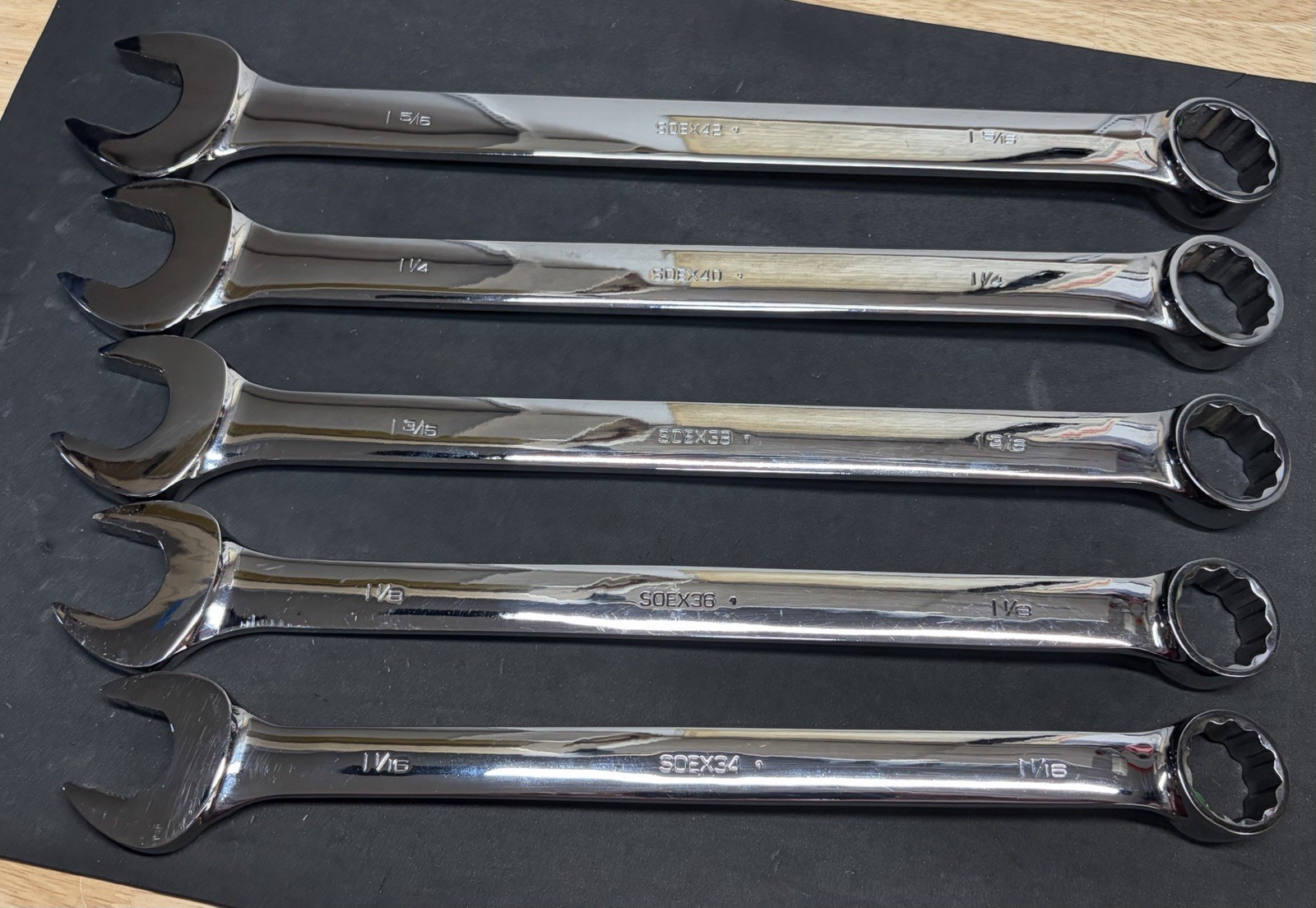 NICE! Snap-On Large 5pc Flank Drive Plus SAE Combination Wrenches Wrench Set