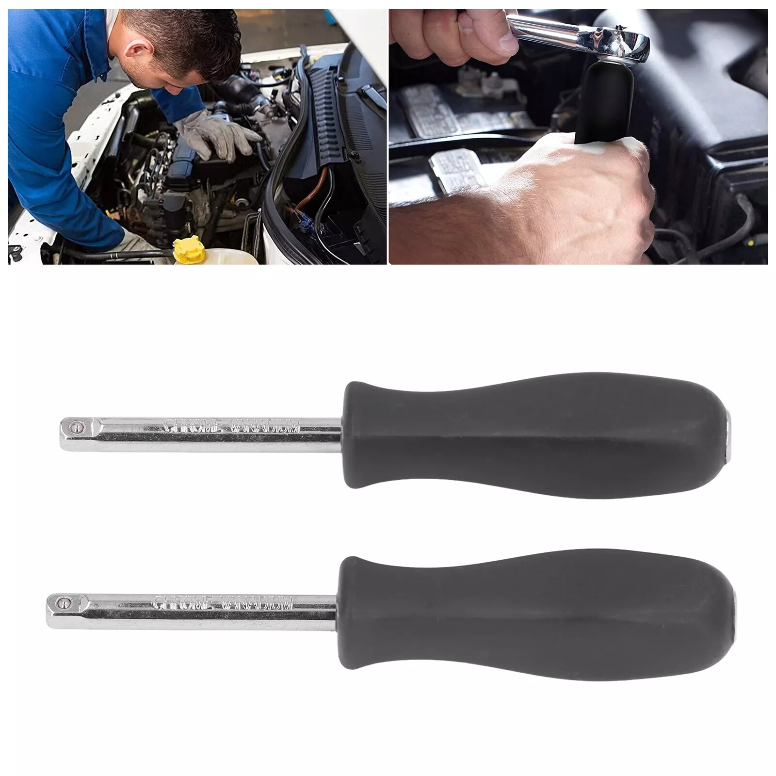 8PCS 1/4 inch Drive Extension Bar Socket Adapter Nut Driver Spinner Black Handle