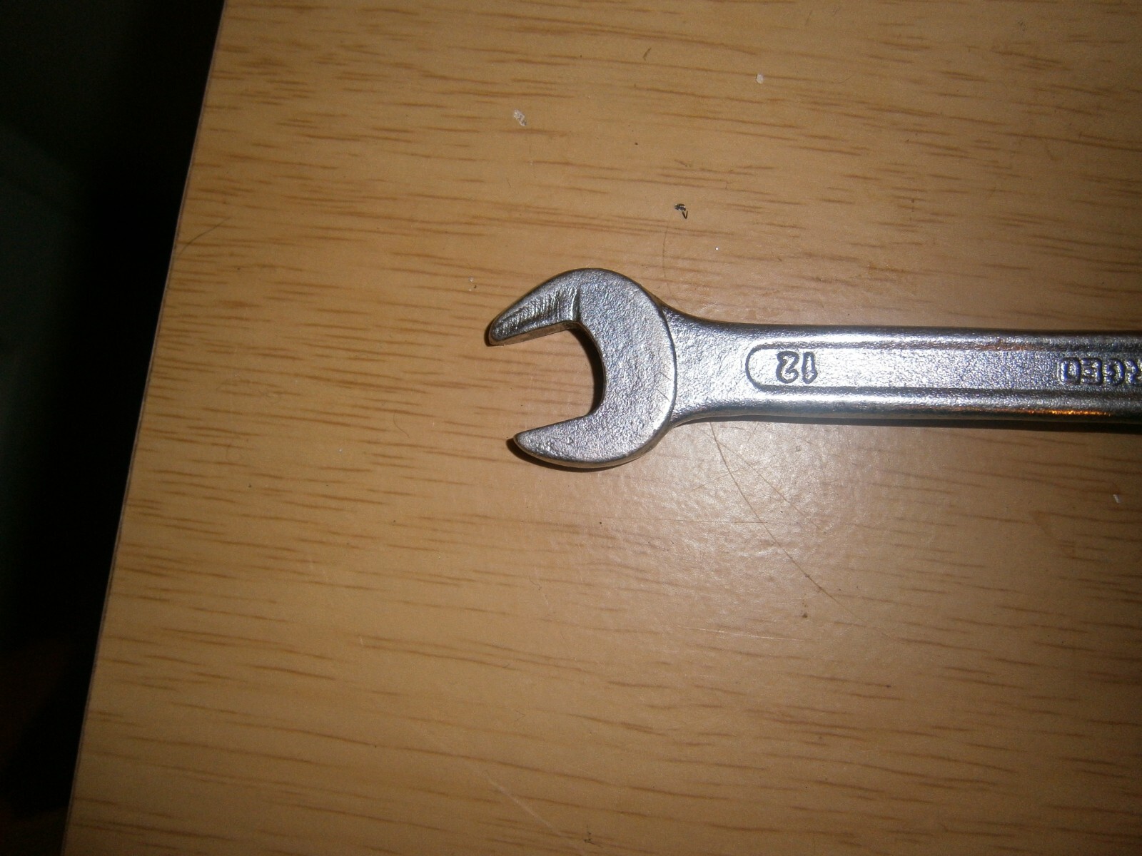 Vintage silver tone spanner. 12mm both ends.(E6b)