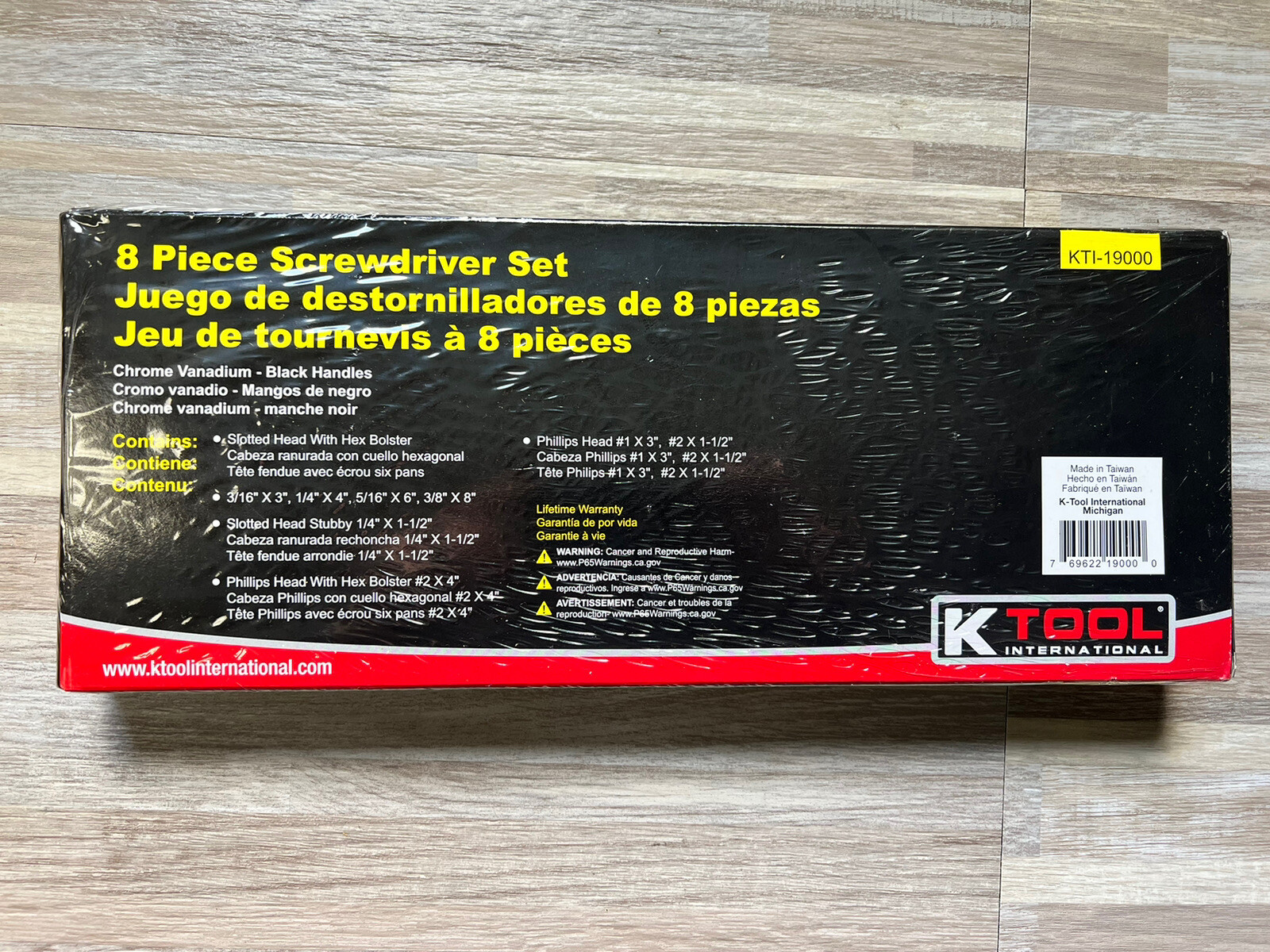 K Tool International New KTI-19000 Black 8 Pc Screwdriver Set & Storage Tray