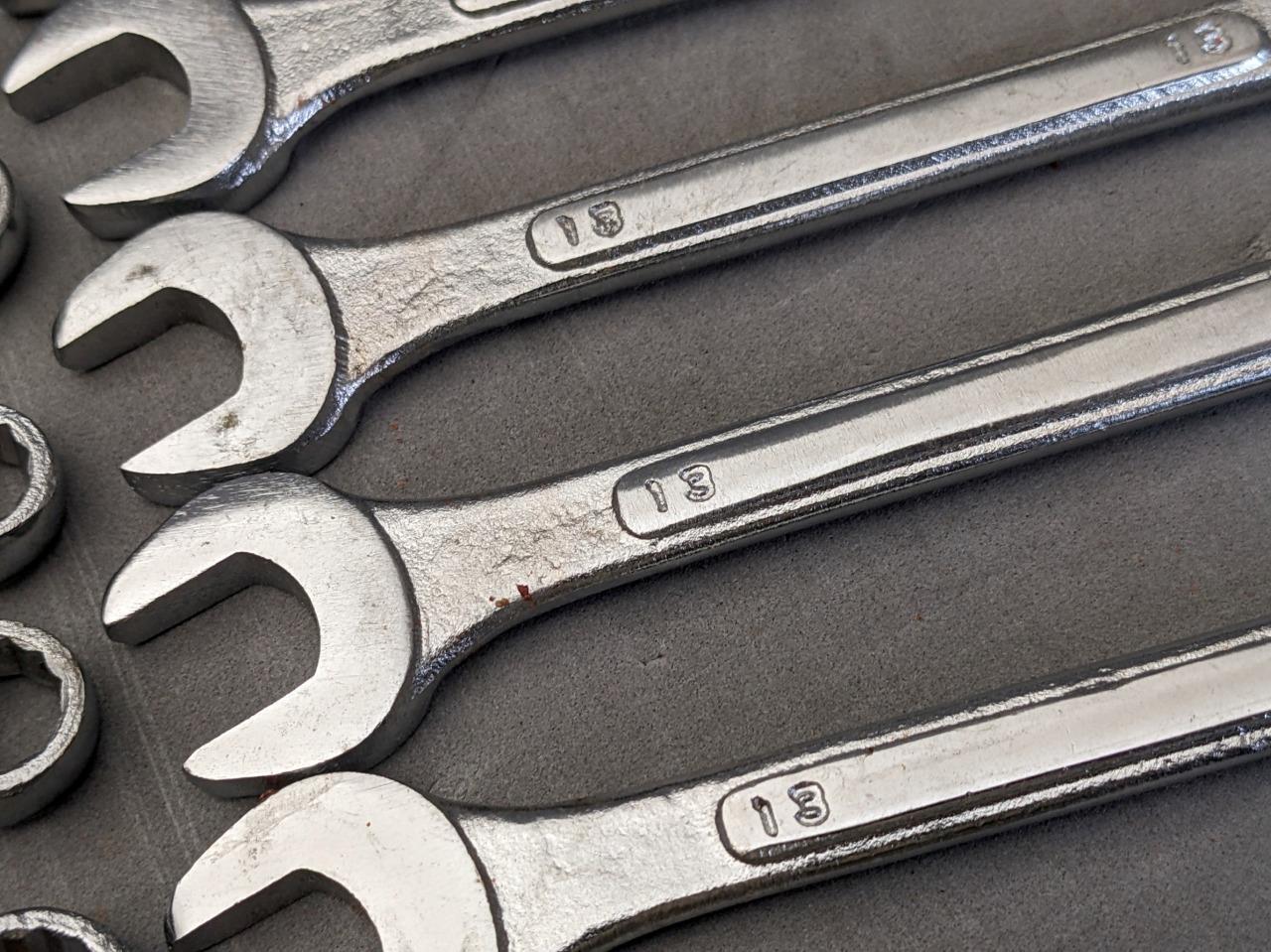 Lot of Five (5) 13mm & Lot of Five (5) 10mm Drop Forged 12pt Wrenches Wrench