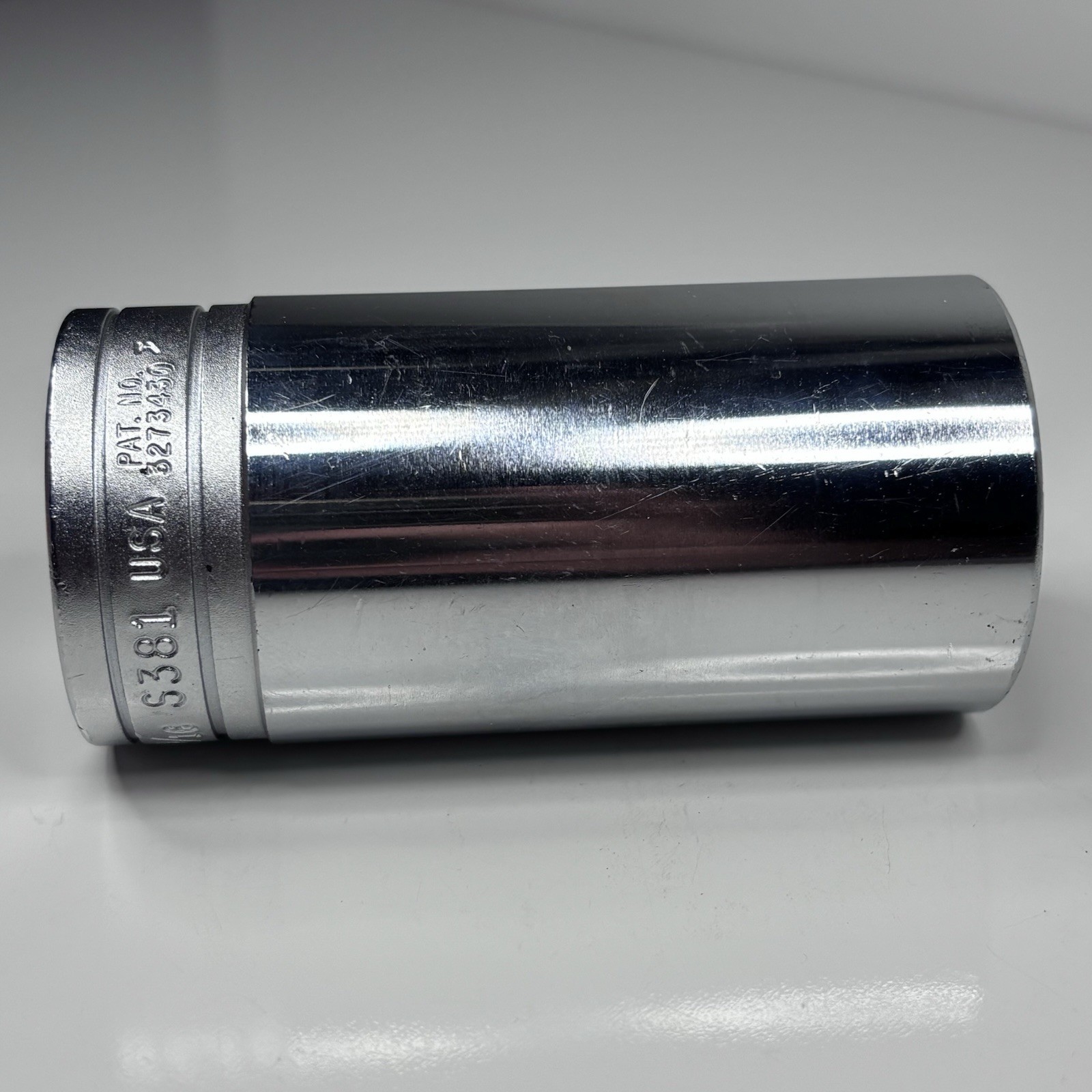 Snap On S381 1/2 Dr 12Pt SAE 1-3/16 Flank Dr Deep Chrome Socket USA VTG 1985 VGC