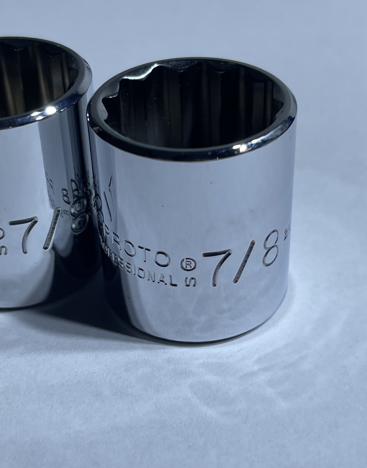 Lot of 3 Proto 7/8” 5228 12 Point 3/8” Drive Chrome Sockets USA