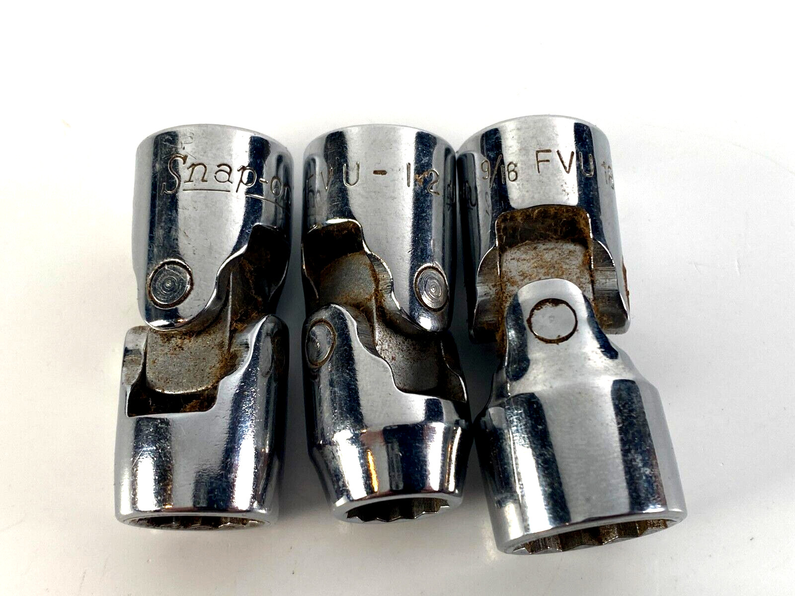 Snap-On Tools Lot of 3 3/8″ Dr SAE Universal Sockets FVU12 FVU14 FVU18