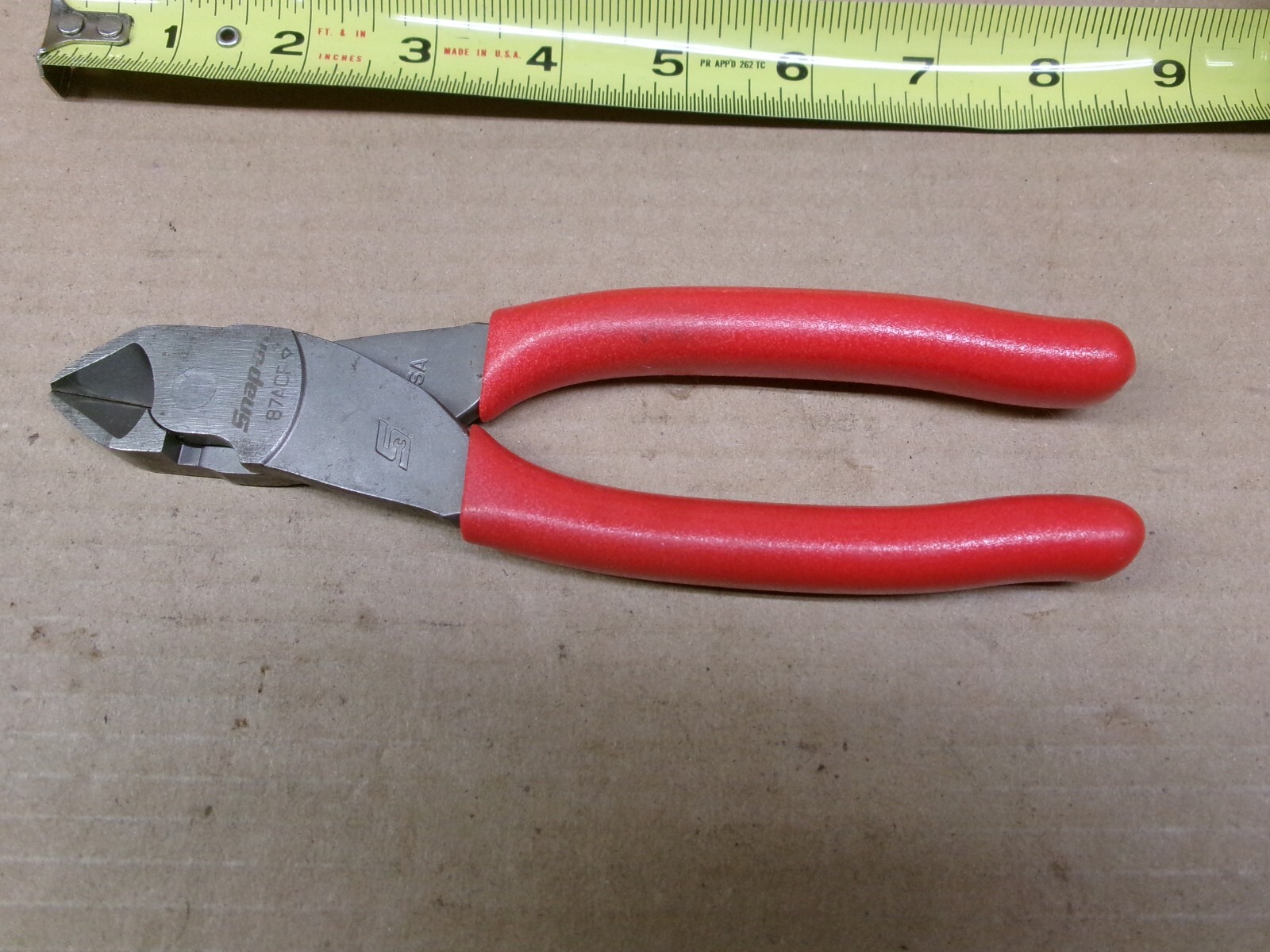 Snap-On USA 7-1/2″ Red Comfort Handle Vector Edge Diagonal Cutter Pliers 87ACF