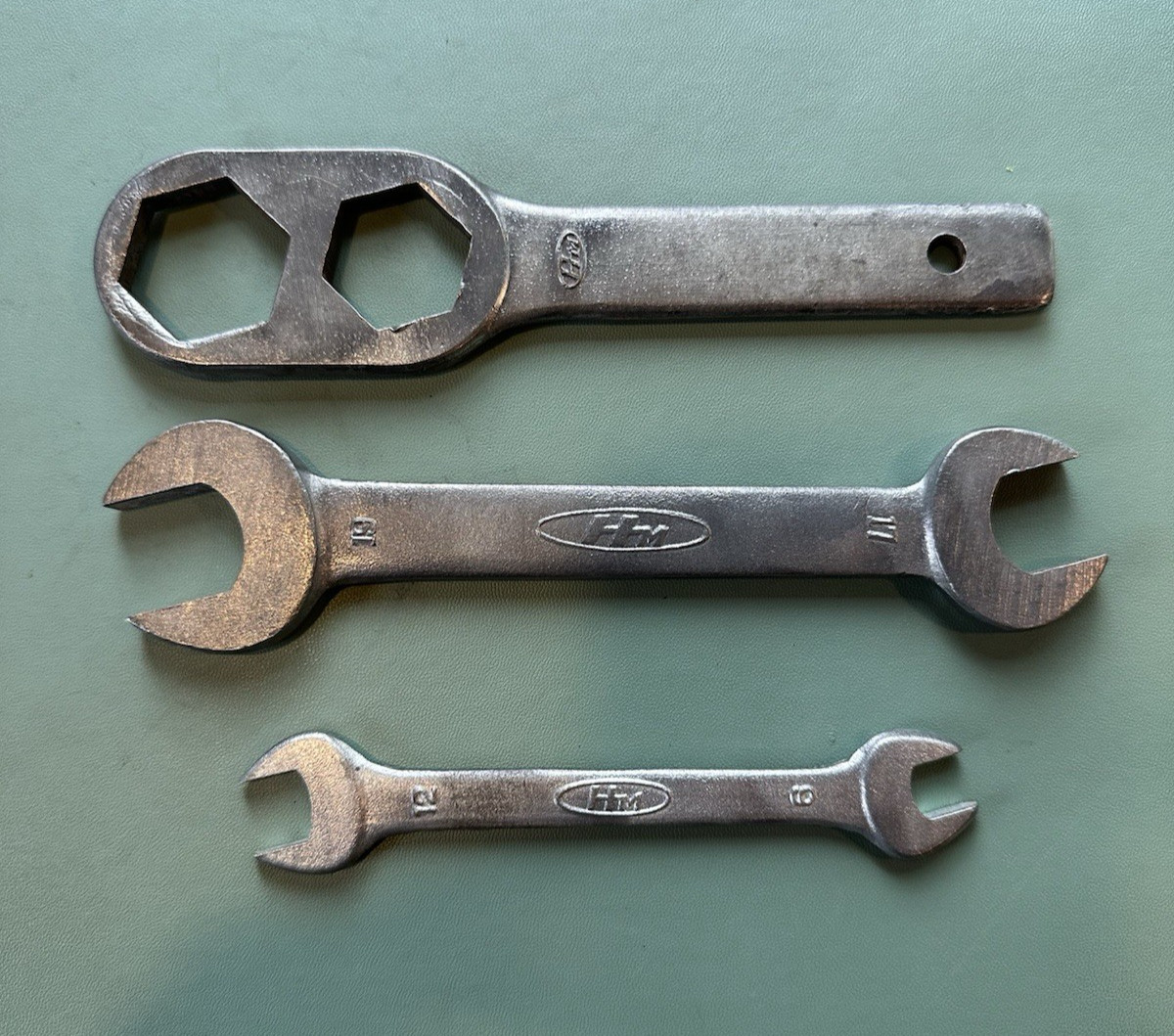 HM Honda Motors Vintage Motorcycle Wrenches 3 Piece Set – 9, 12, 17, 19, 23, 27