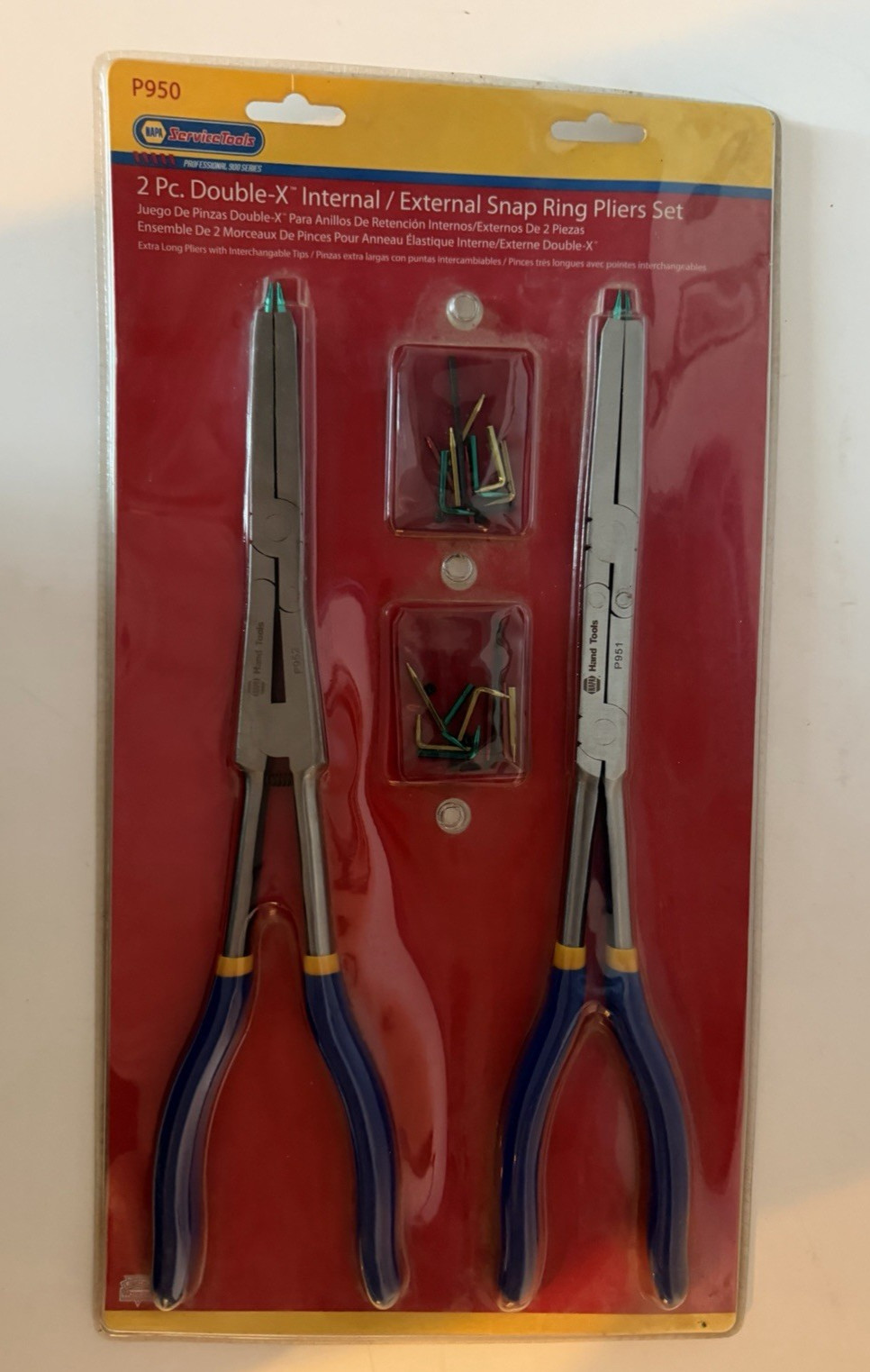 NAPA Service Tools P950 2 Pc Double-X Internal External Snap Ring Pliers Set