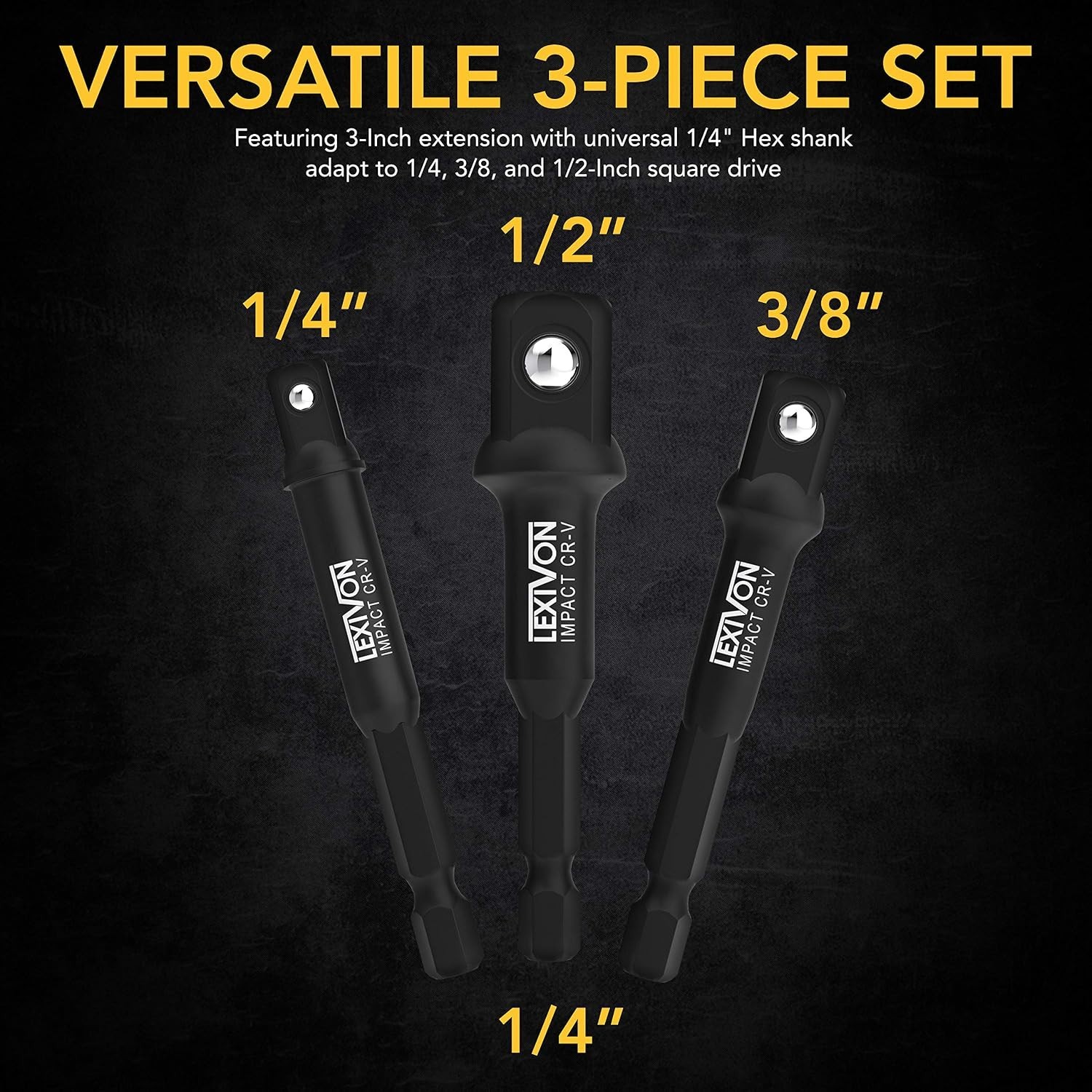 Versatile Socket Adapter Set – 9 Pieces with 3 Lengths & Lifetime