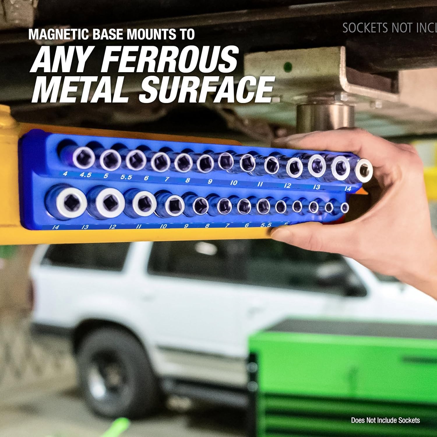 6 Pack Set Metric and SAE Magnetic Socket Tray Set, Green and Blue Socket Org…