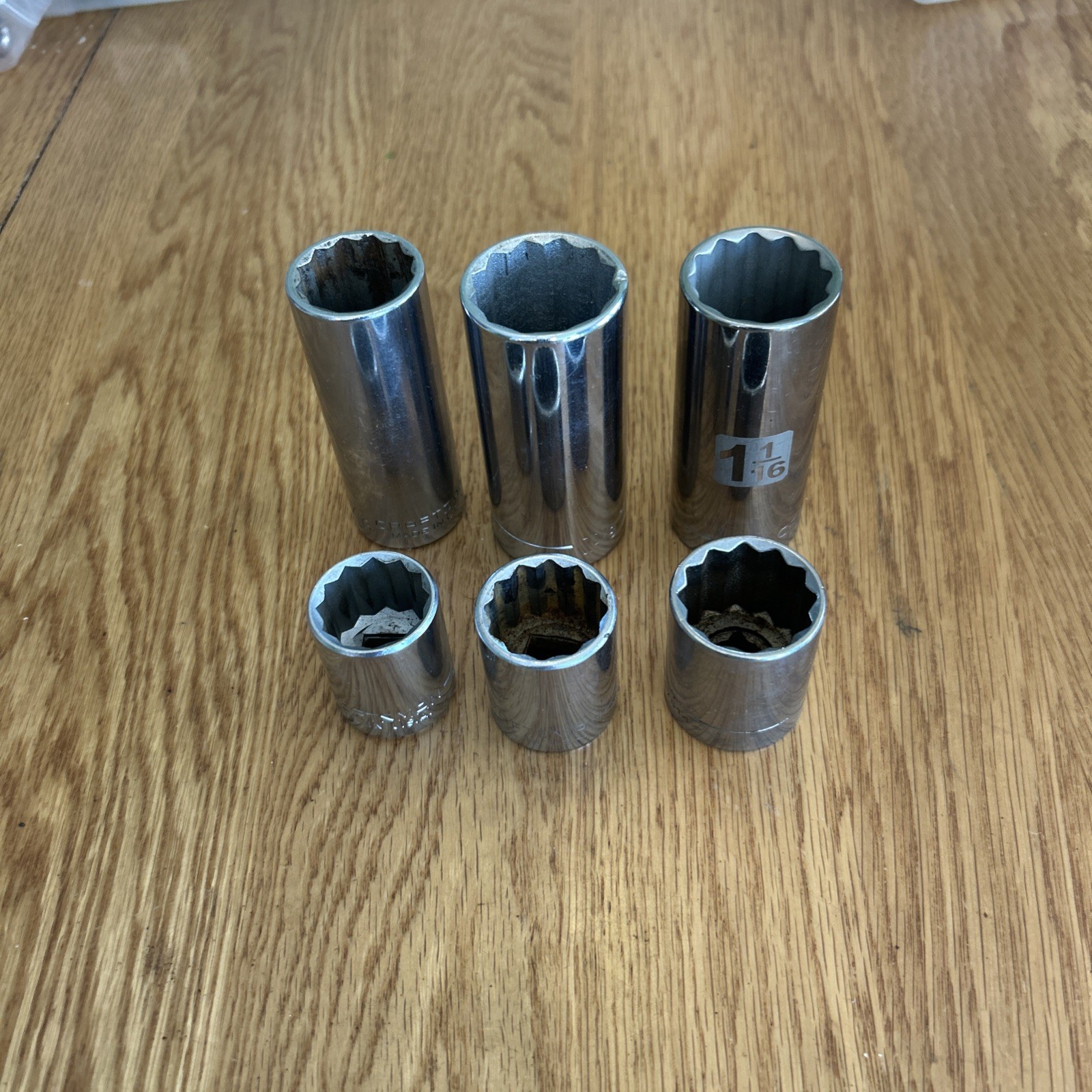 CRAFTSMAN – Lot Of 6 Sockets,1/2” Drive, 12pt Deep & Shallow , 7/8” Thru 1-1/8”